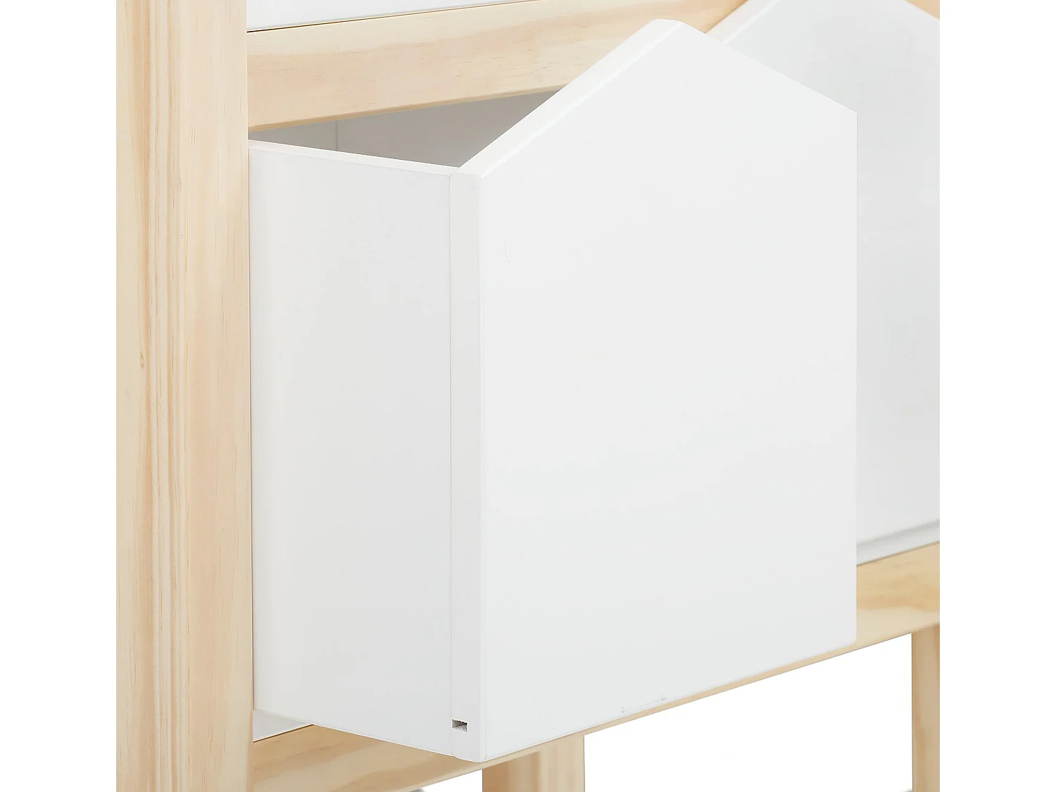 Square Line|Bibliothèque avec 2 paniers Blanc Nature