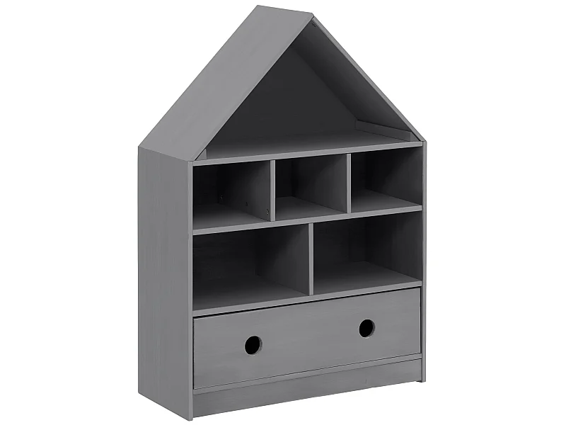 Alpi Bücherregal mit Dach 1 Tür Grau