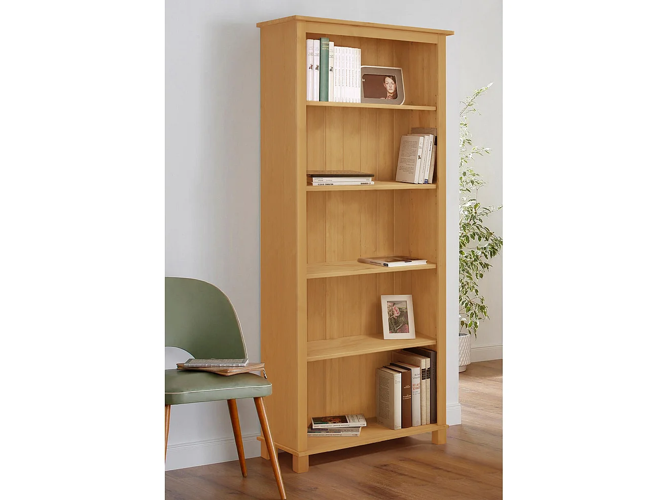 Pivo|Bibliothèque avec 4 étagères en pin naturel