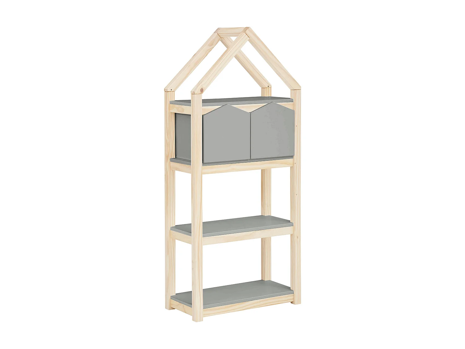 Square Line|Bibliothèque avec 2 paniers gris nature