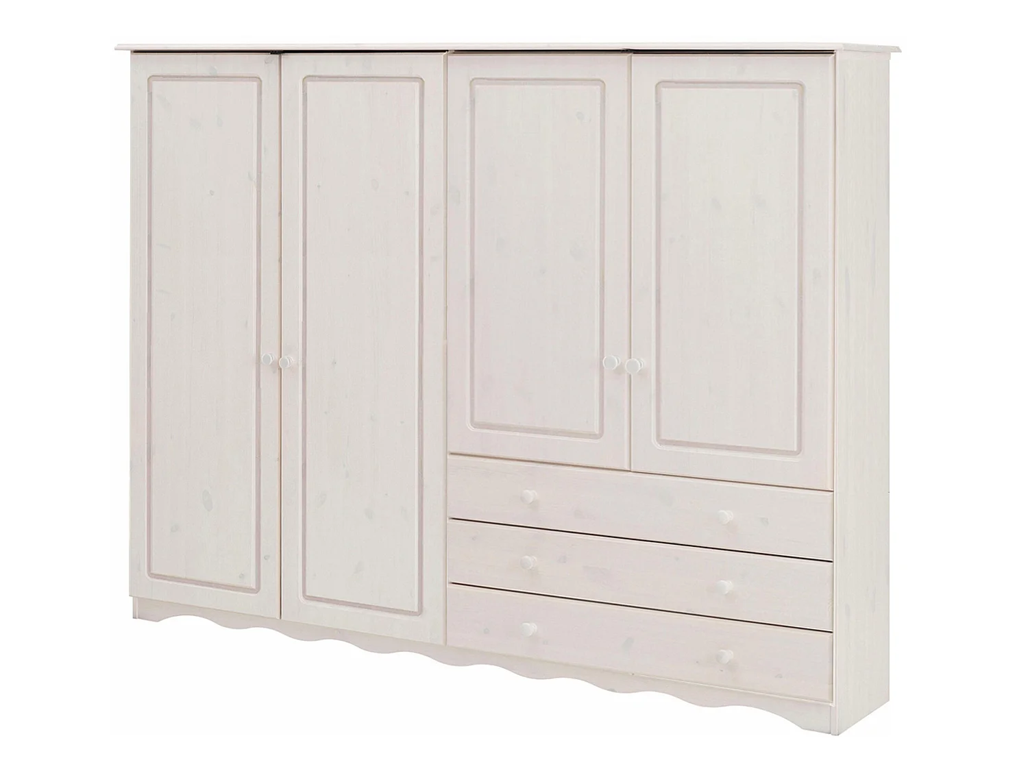 Minik|Armoire à linge 4 portes 3 tiroirs en effet chêne blanc
