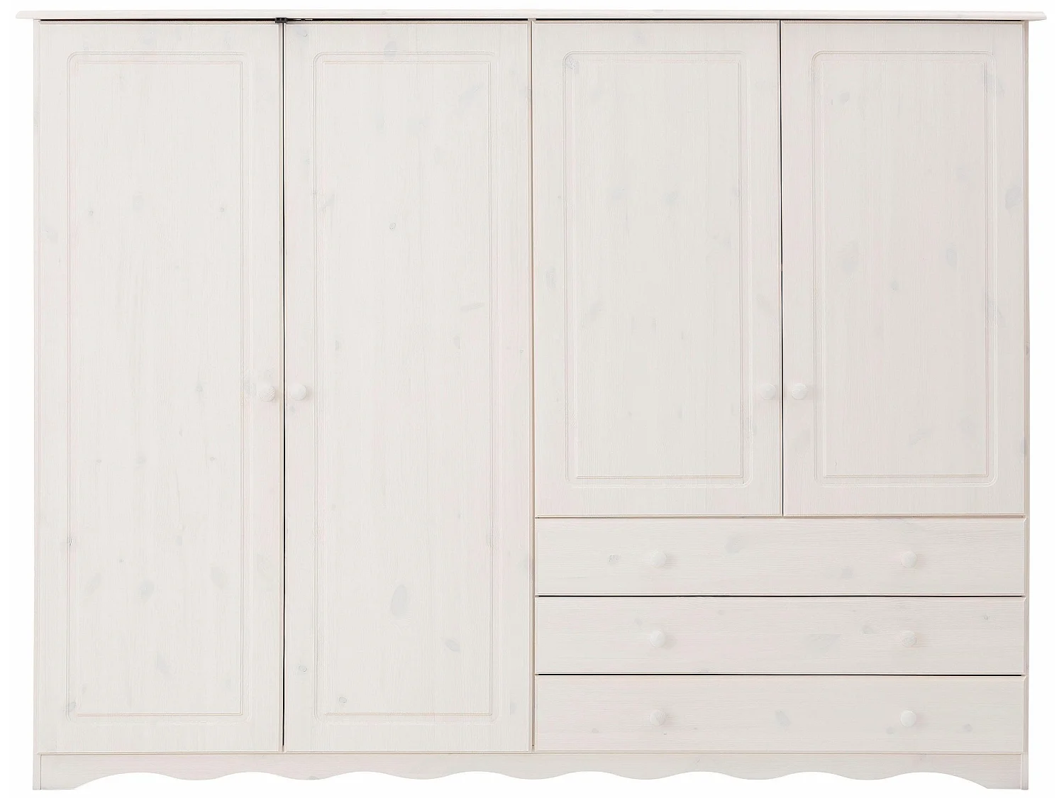 Minik|Armoire à linge 4 portes 3 tiroirs en effet chêne blanc