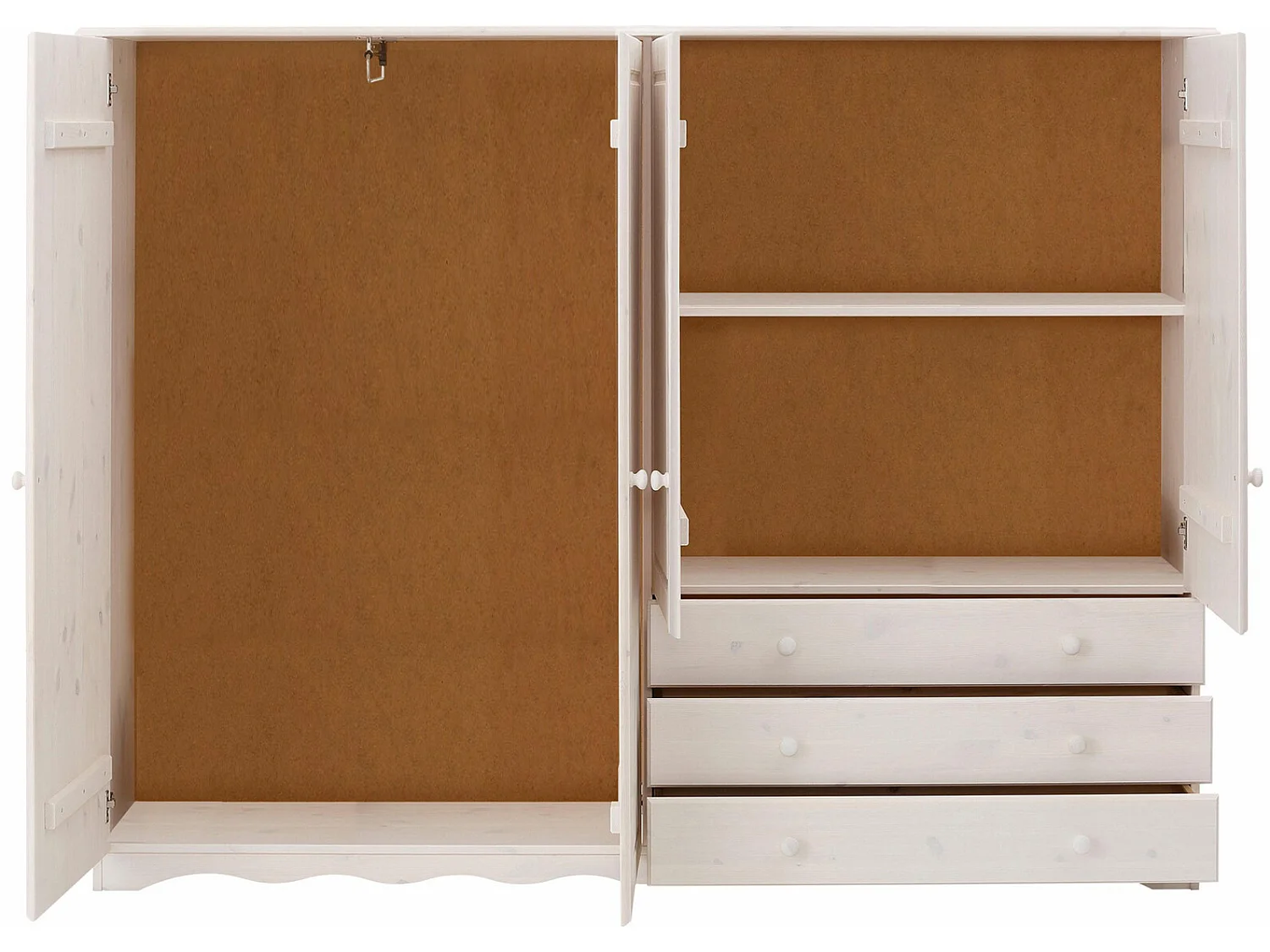 Minik|Armoire à linge 4 portes 3 tiroirs en effet chêne blanc