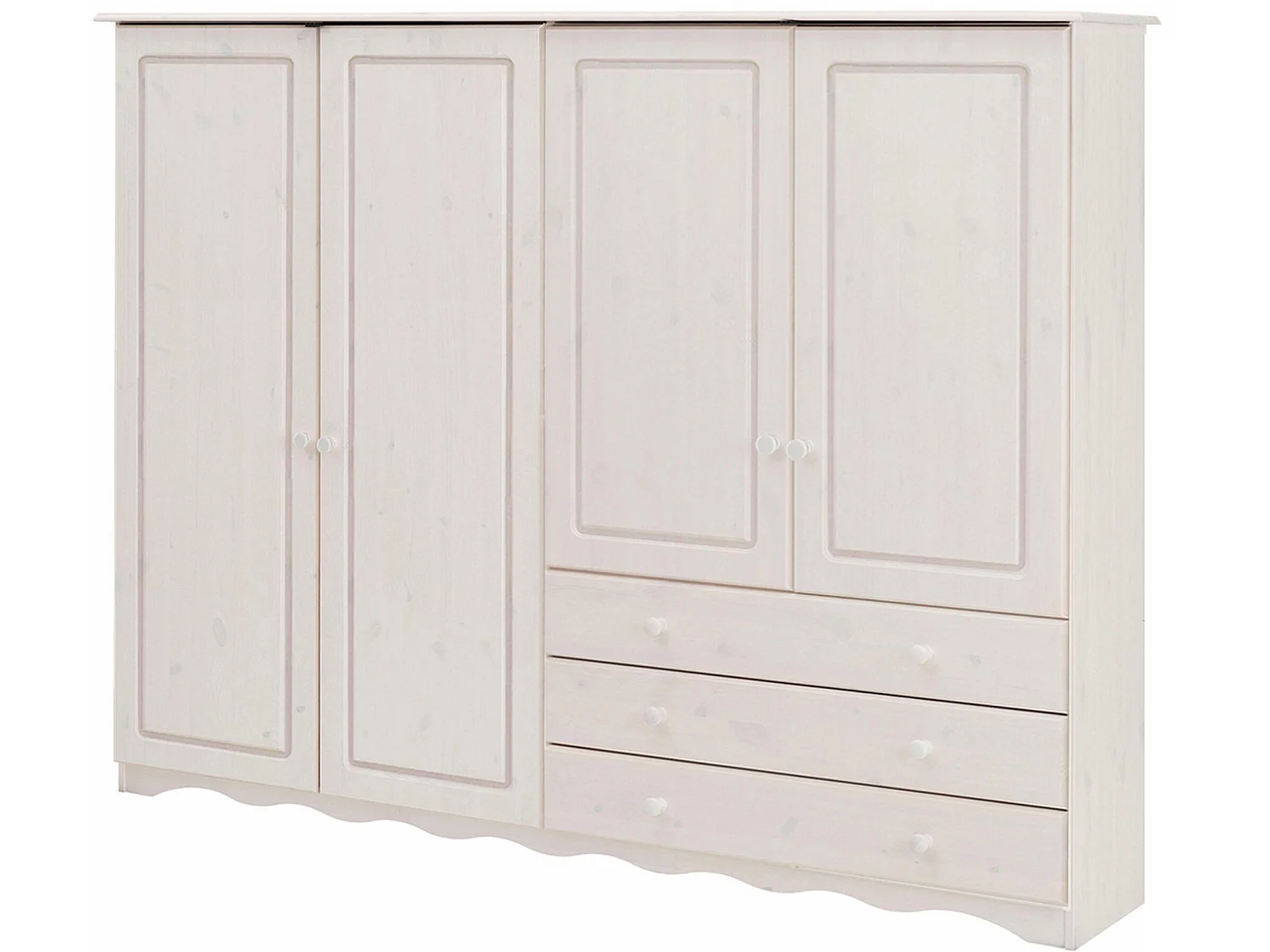 Minik|Armoire à linge 4 portes 3 tiroirs en effet chêne blanc