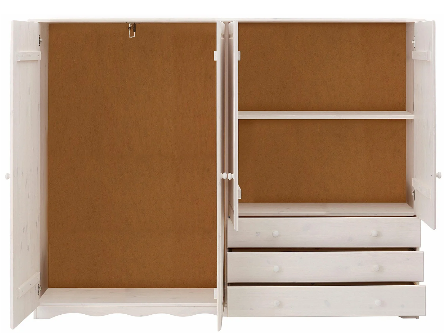 Minik|Armoire à linge 4 portes 3 tiroirs en effet chêne blanc