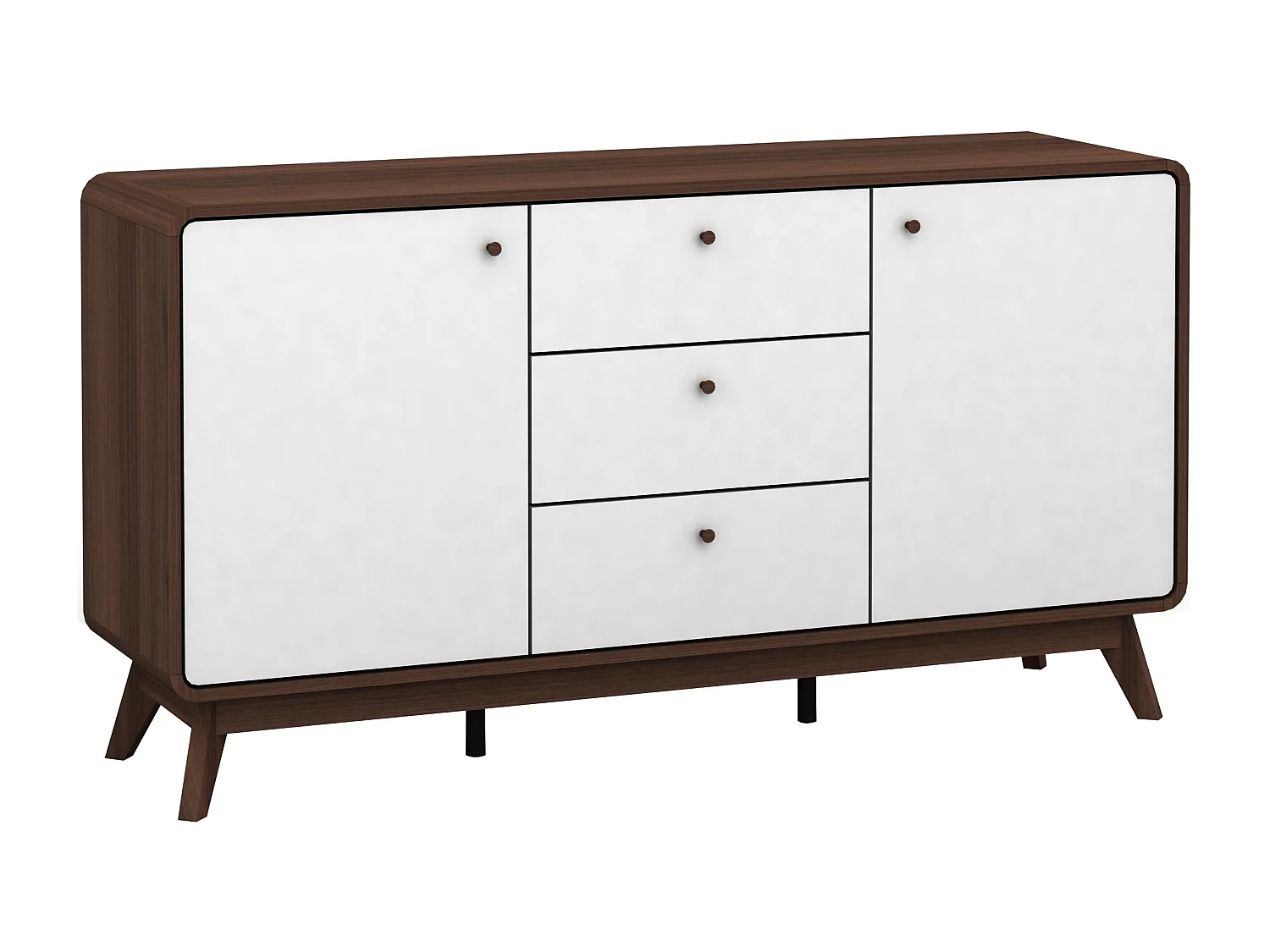 Cassie|Buffet avec 2 portes et 3 tiroirs en effet noyer blanc