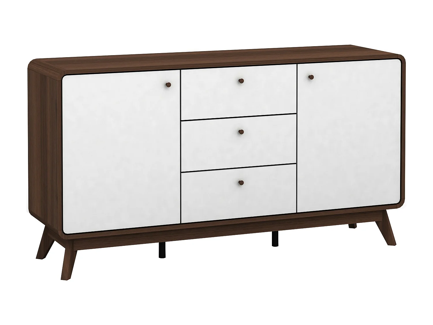 Cassie|Buffet avec 2 portes et 3 tiroirs en effet noyer blanc