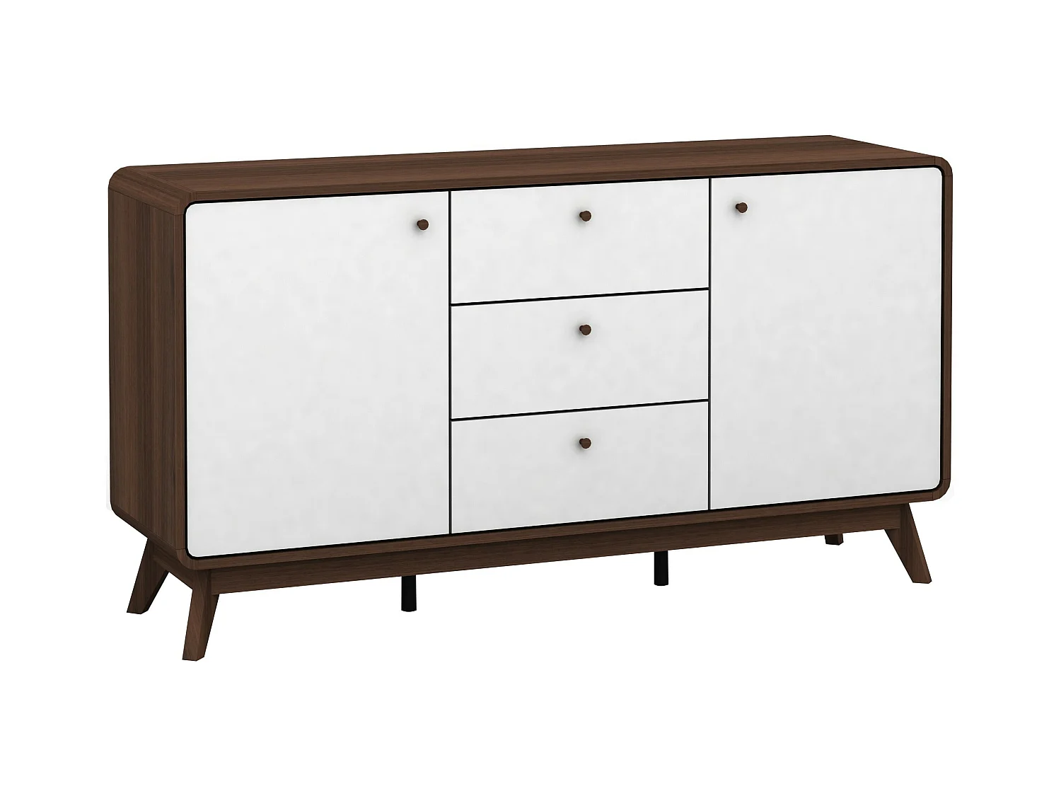 Cassie|Buffet avec 2 portes et 3 tiroirs en effet noyer blanc