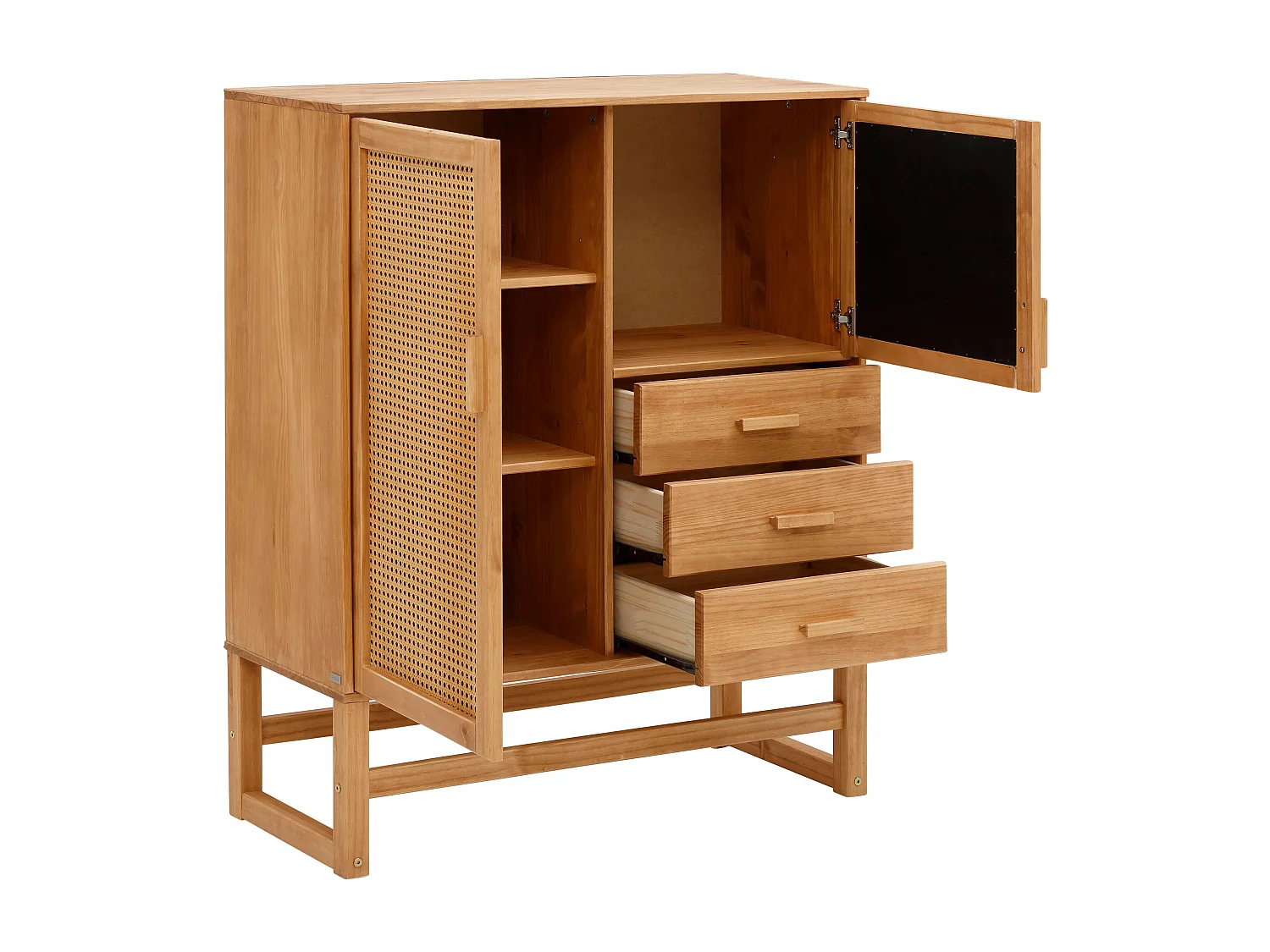 Jolene|Armoire avec 2 portes et 3 tiroirs en pin