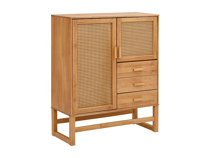 Jolene|Armoire avec 2 portes et 3 tiroirs en pin