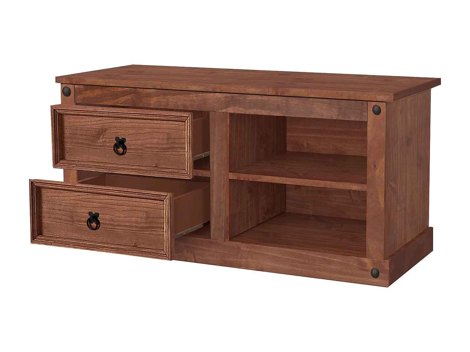 Mexico|Meuble avec 2 tiroirs en pin marron