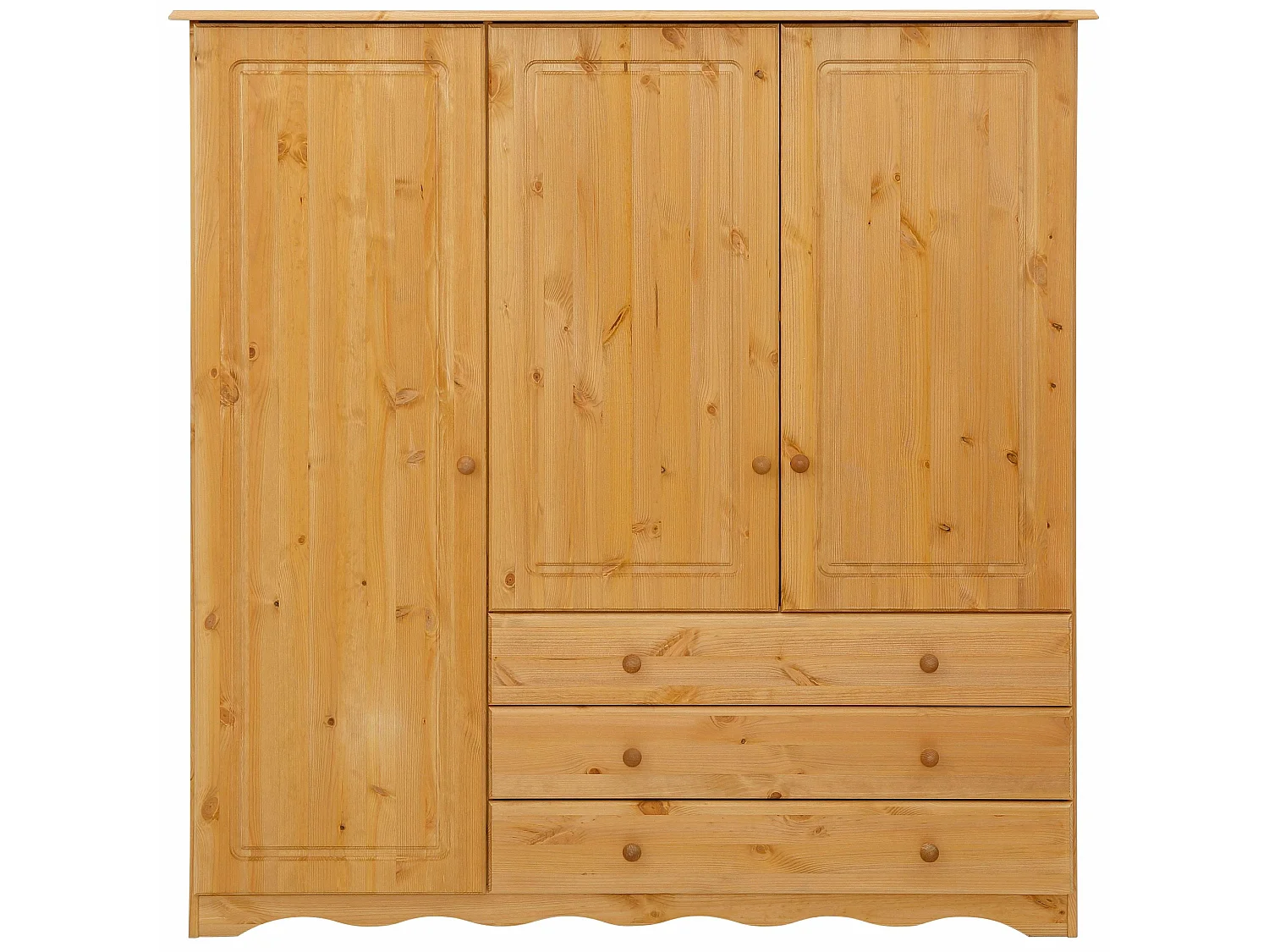 Minik|Armoire avec 3 portes et 3 tiroirs en pin naturel