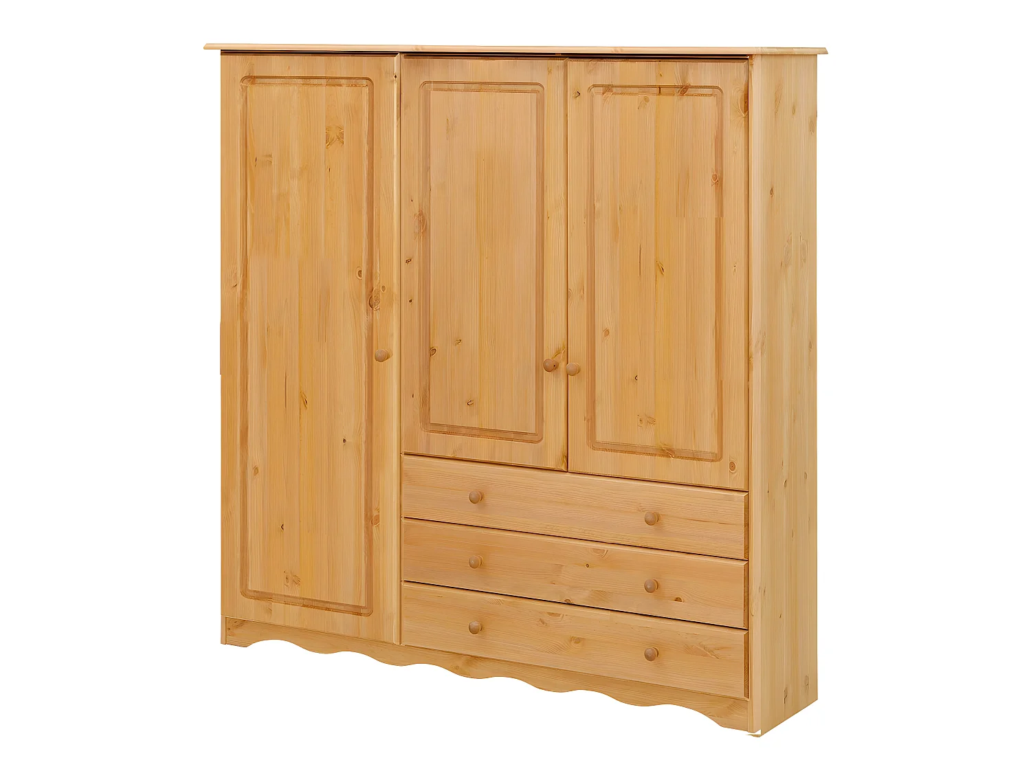 Minik|Armoire avec 3 portes et 3 tiroirs en pin naturel