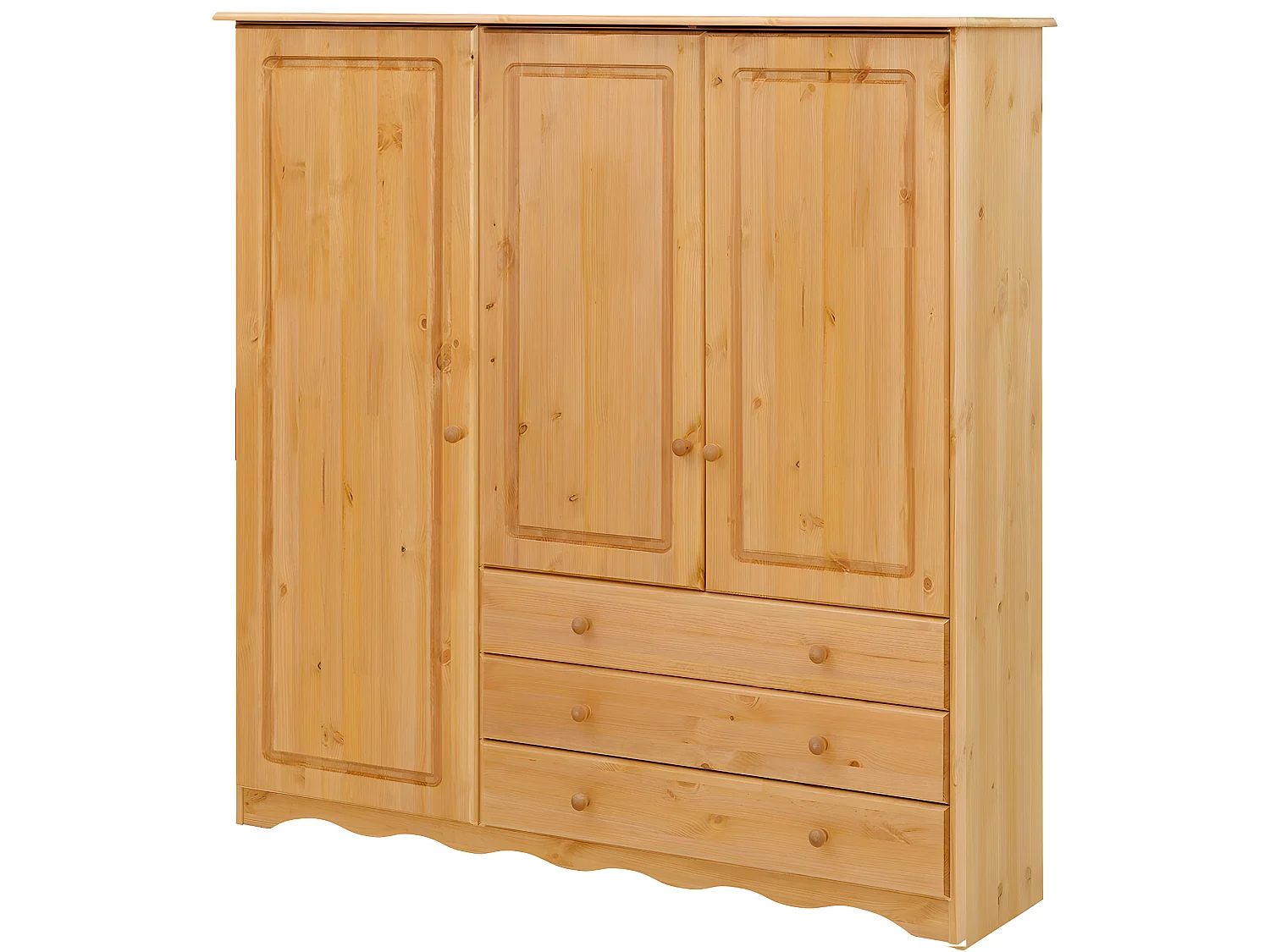 Minik|Armoire avec 3 portes et 3 tiroirs en pin naturel