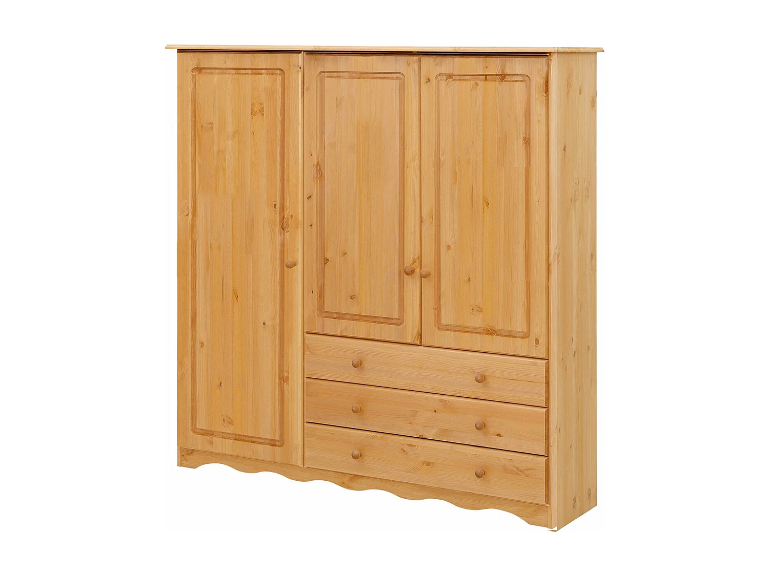Minik|Armoire avec 3 portes et 3 tiroirs en pin naturel