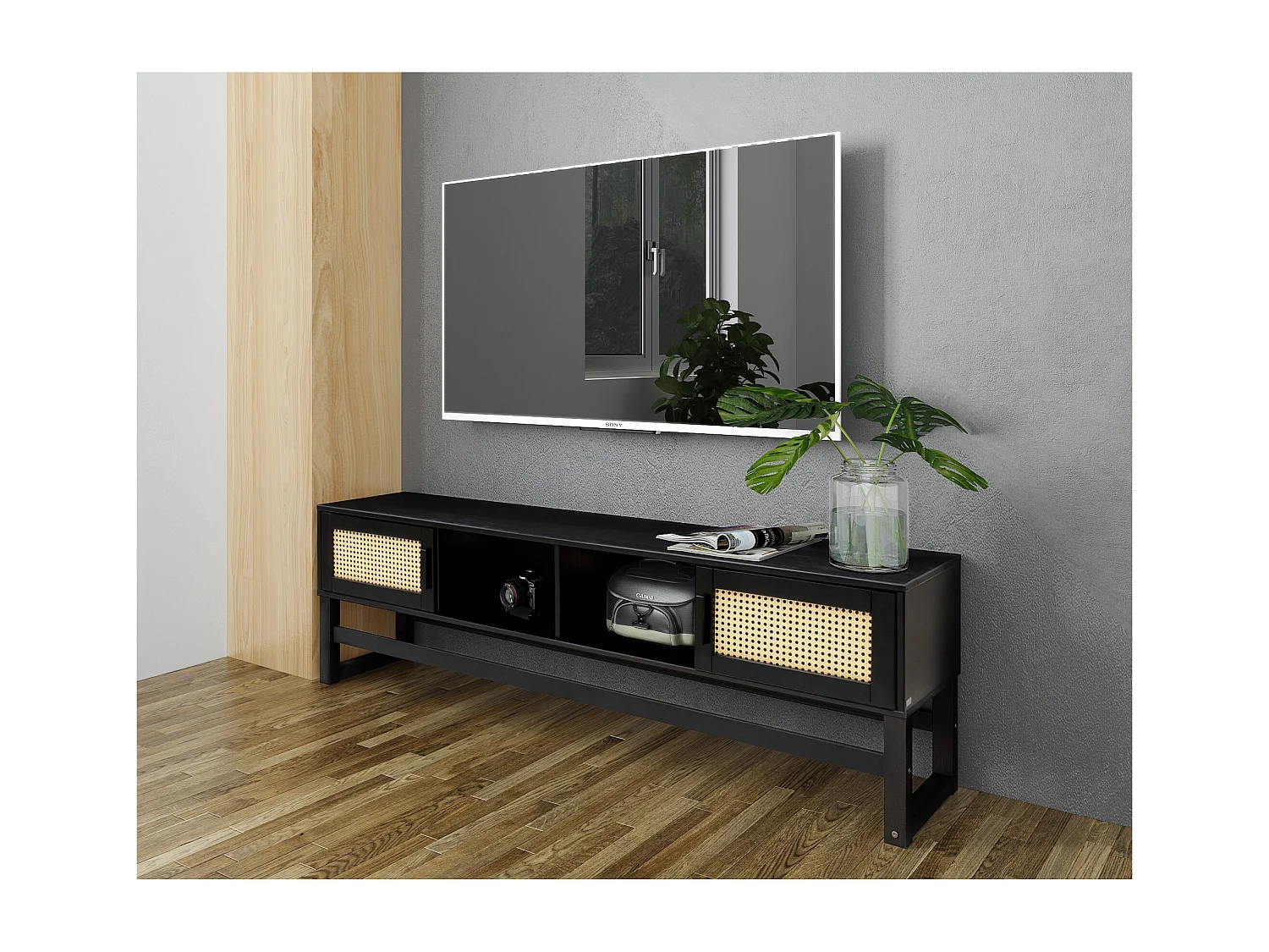 Jolene|Buffet bas 2 portes en pin foncé