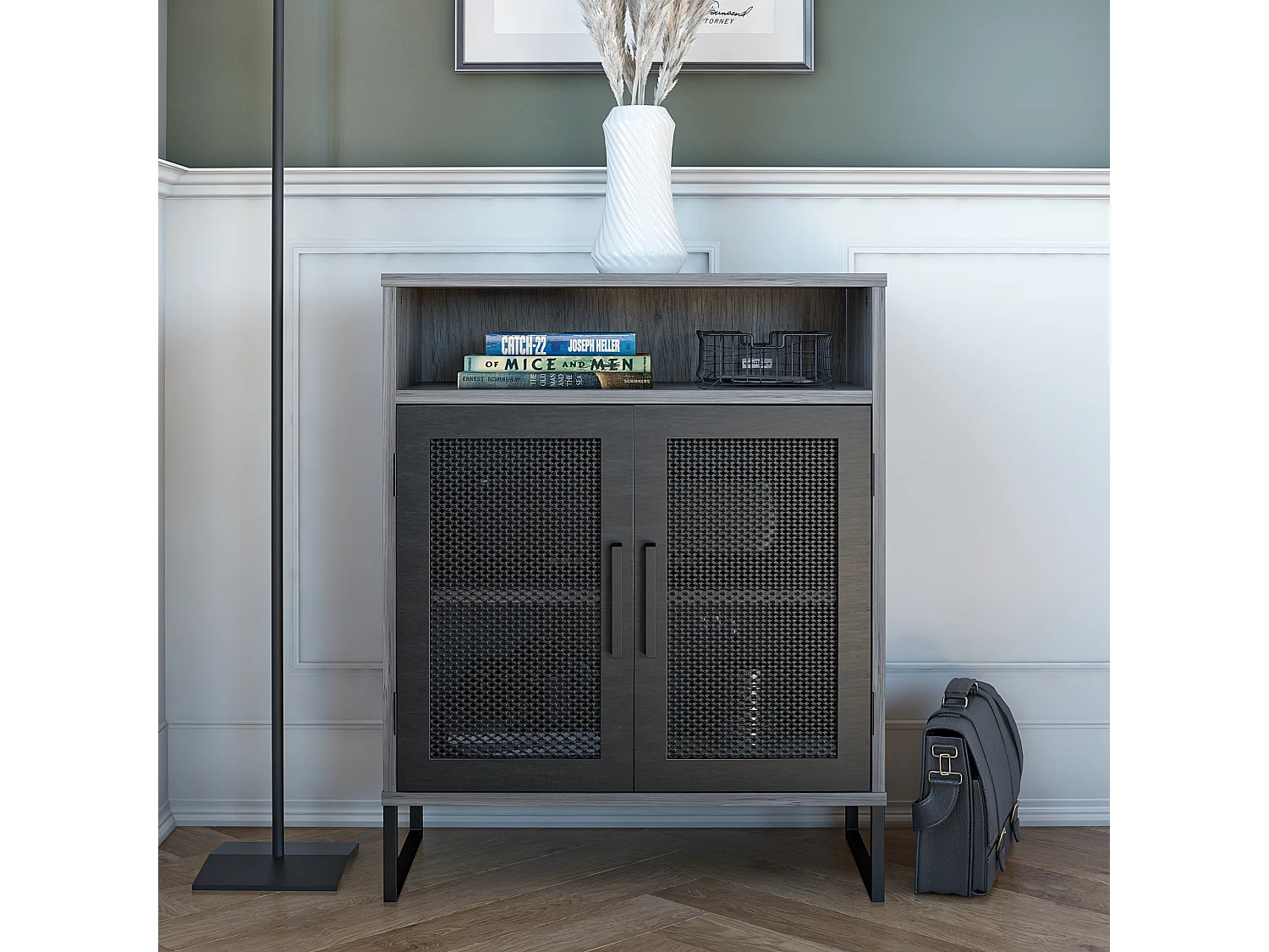 Gabinete de almacenamiento Purdue. Roble gris