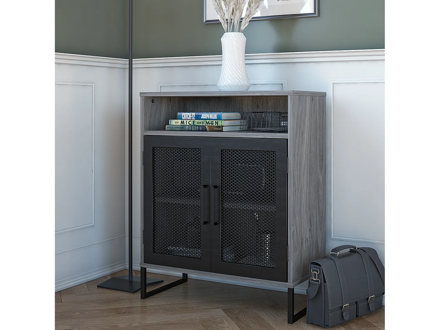 Gabinete de almacenamiento Purdue. Roble gris