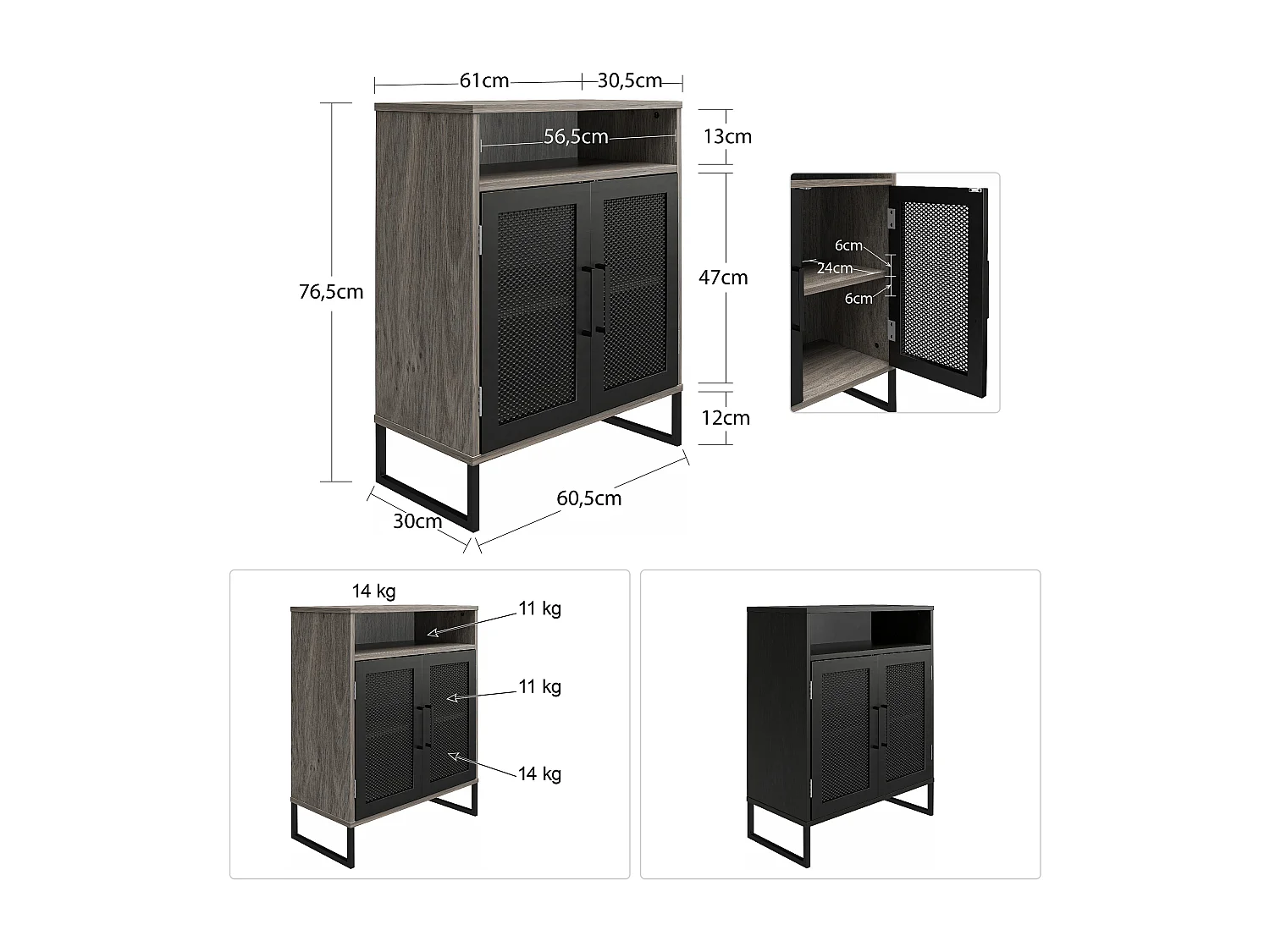 Gabinete de almacenamiento Purdue. Roble gris