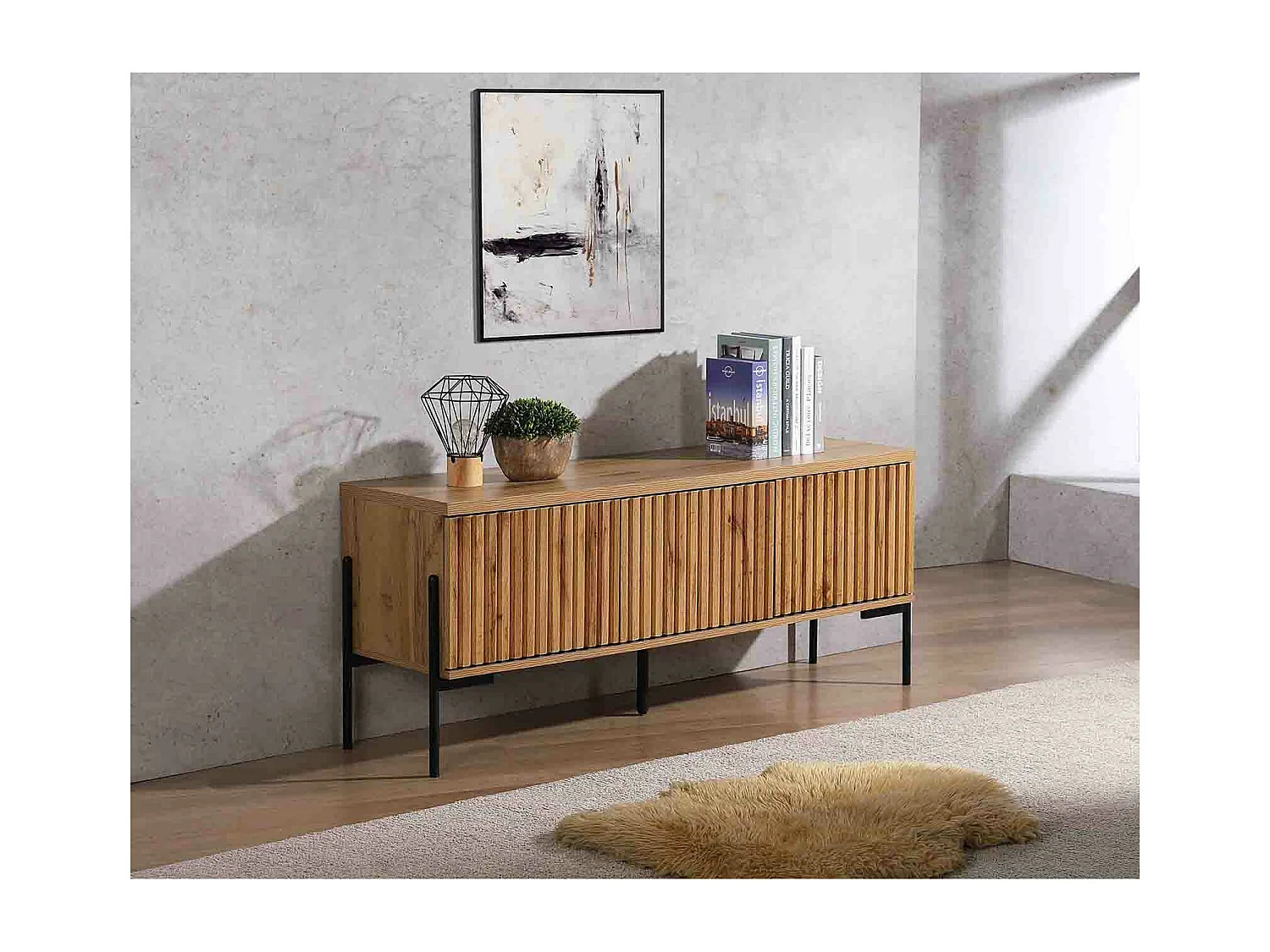 Charlie|Buffet bas 3 portes en effet chêne