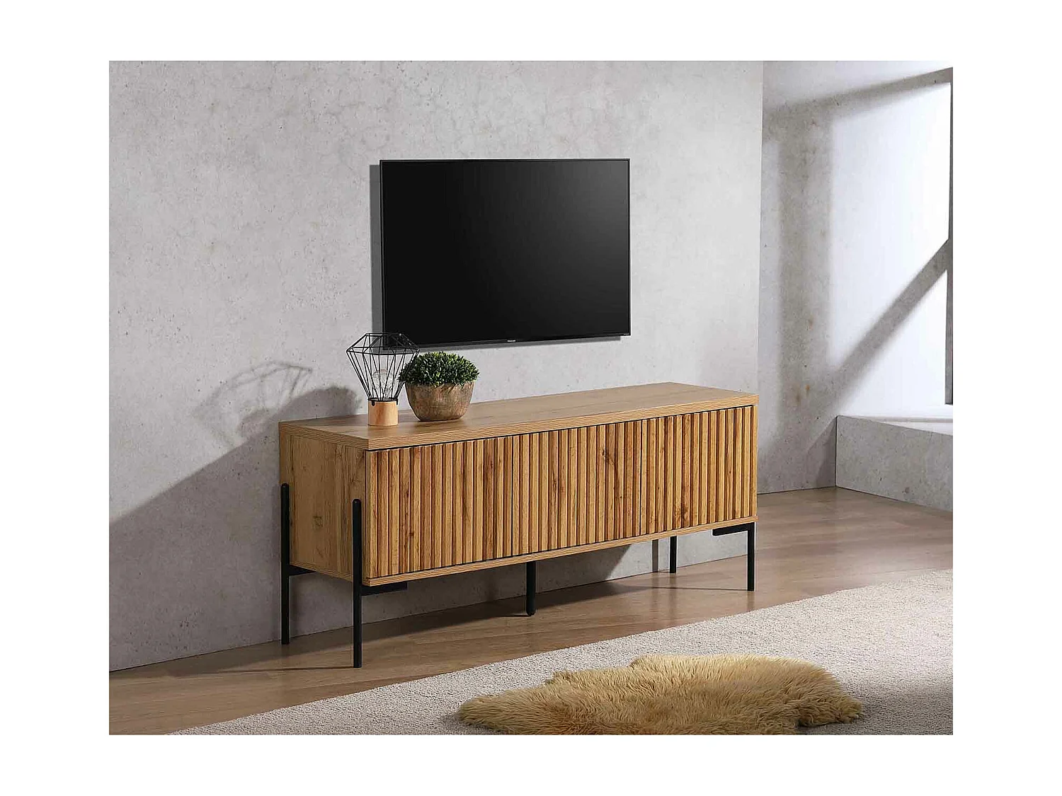 Charlie|Buffet bas 3 portes en effet chêne