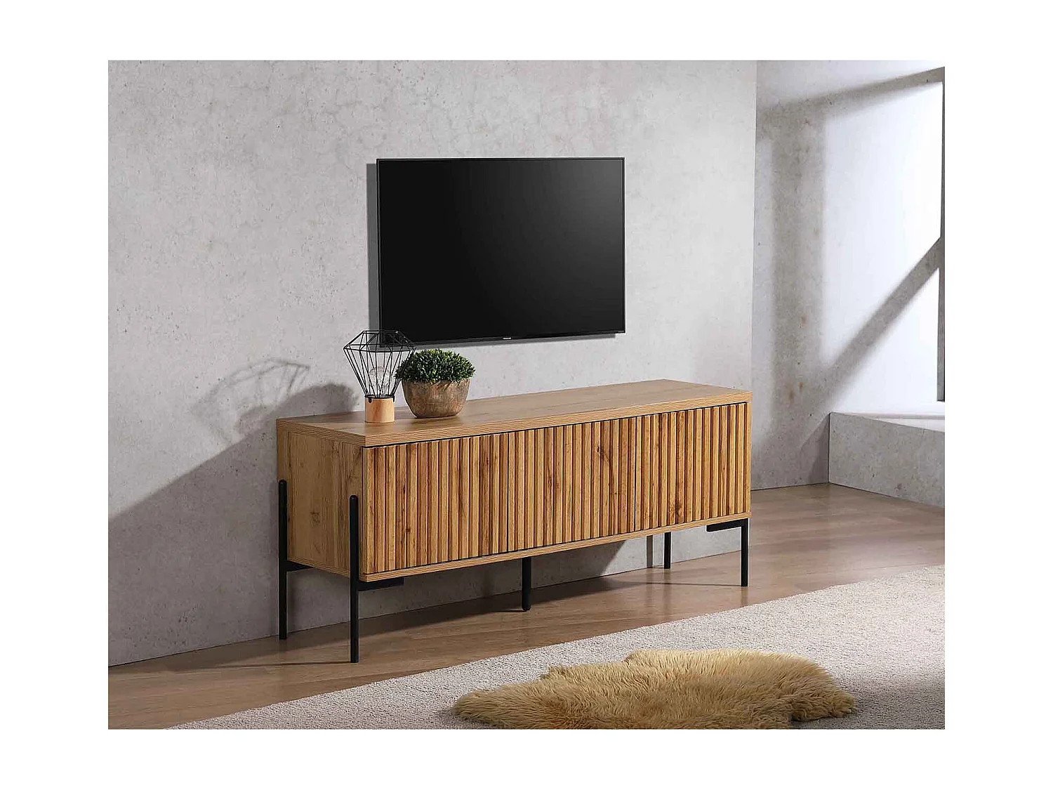 Charlie|Buffet bas 3 portes en effet chêne