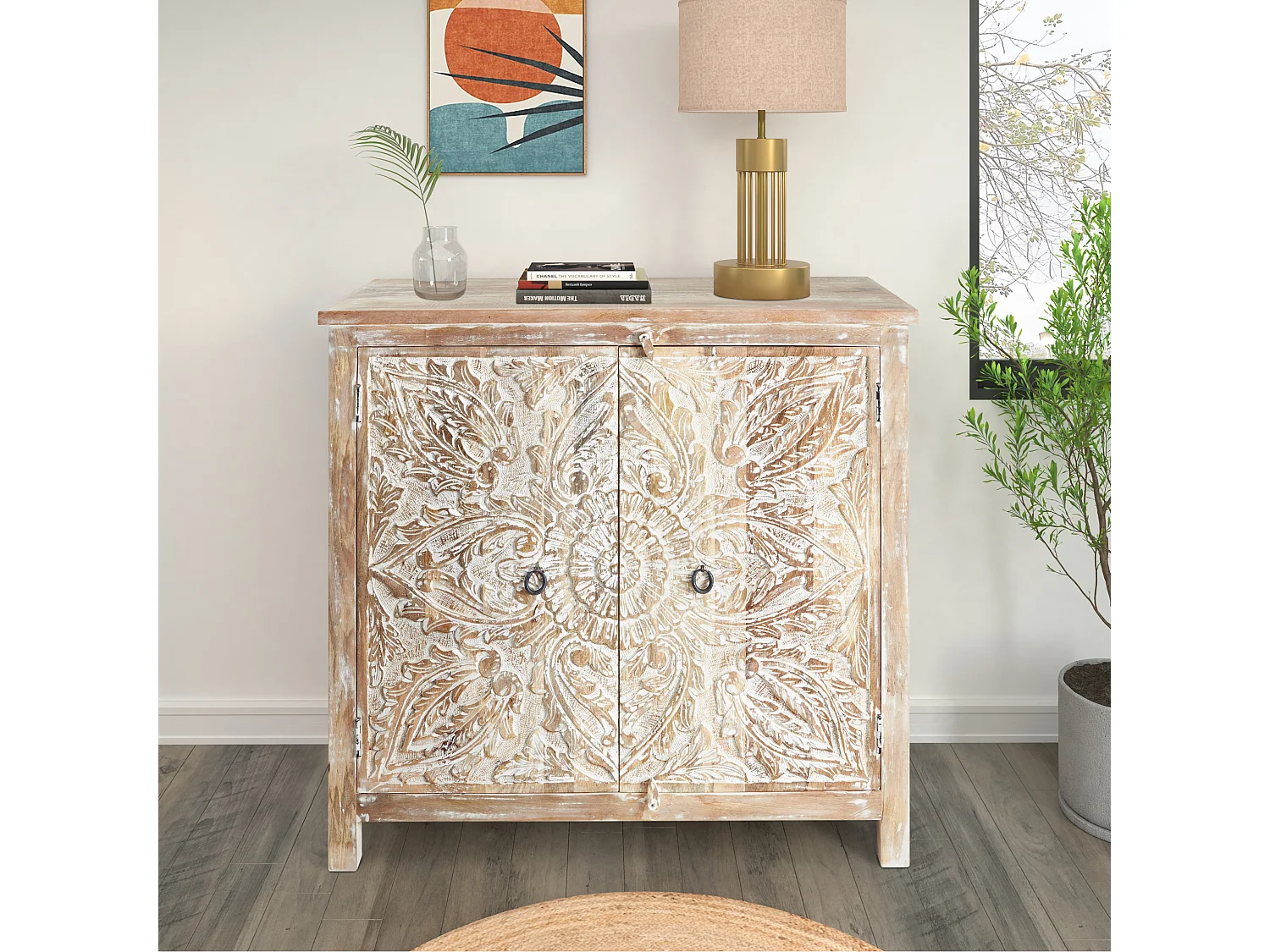 Prem | Armoire en bois de manguier à 2 portes, fabriquée à la main