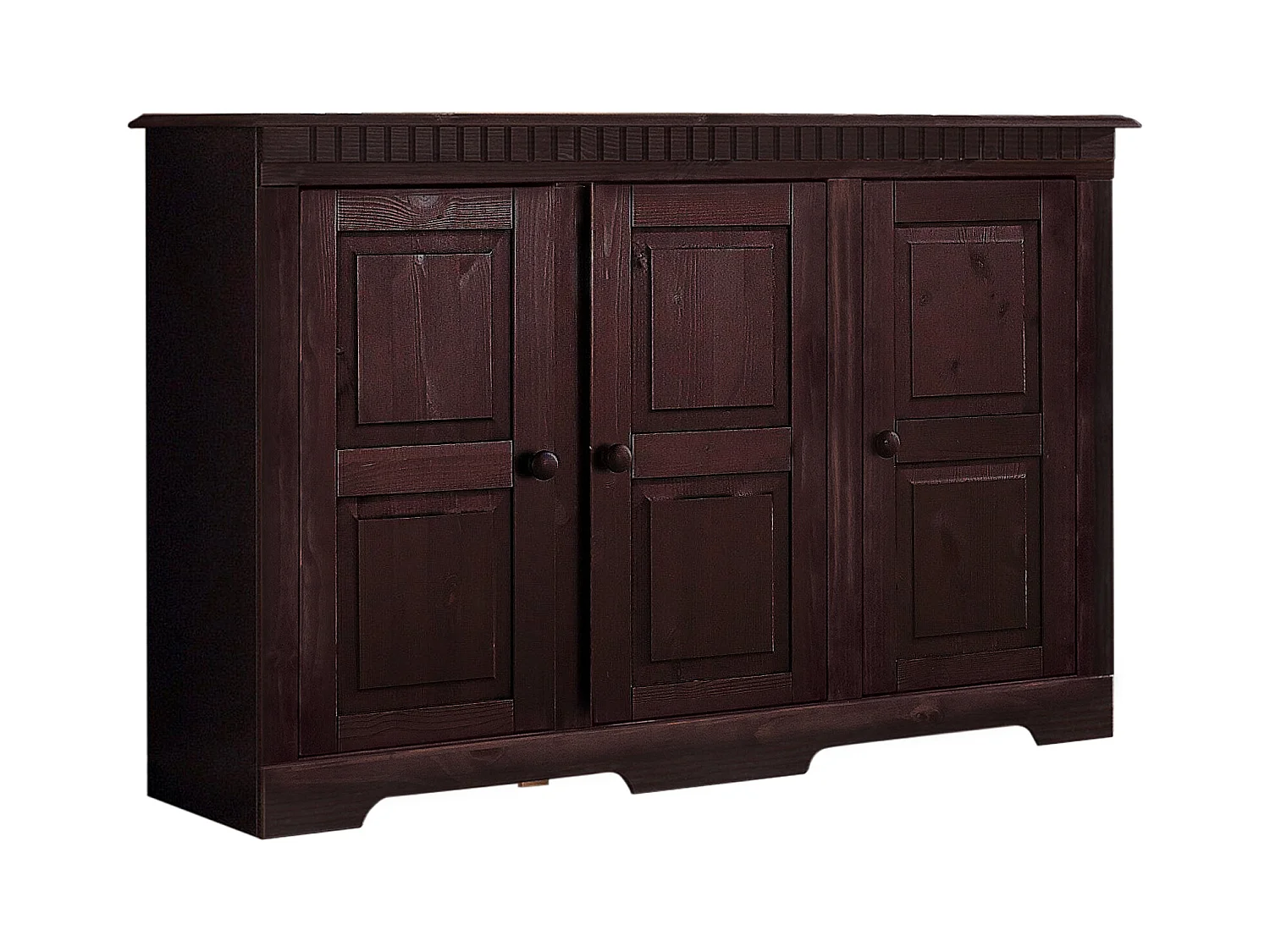 Lisa|Buffet avec 3 portes en pin laqué marron