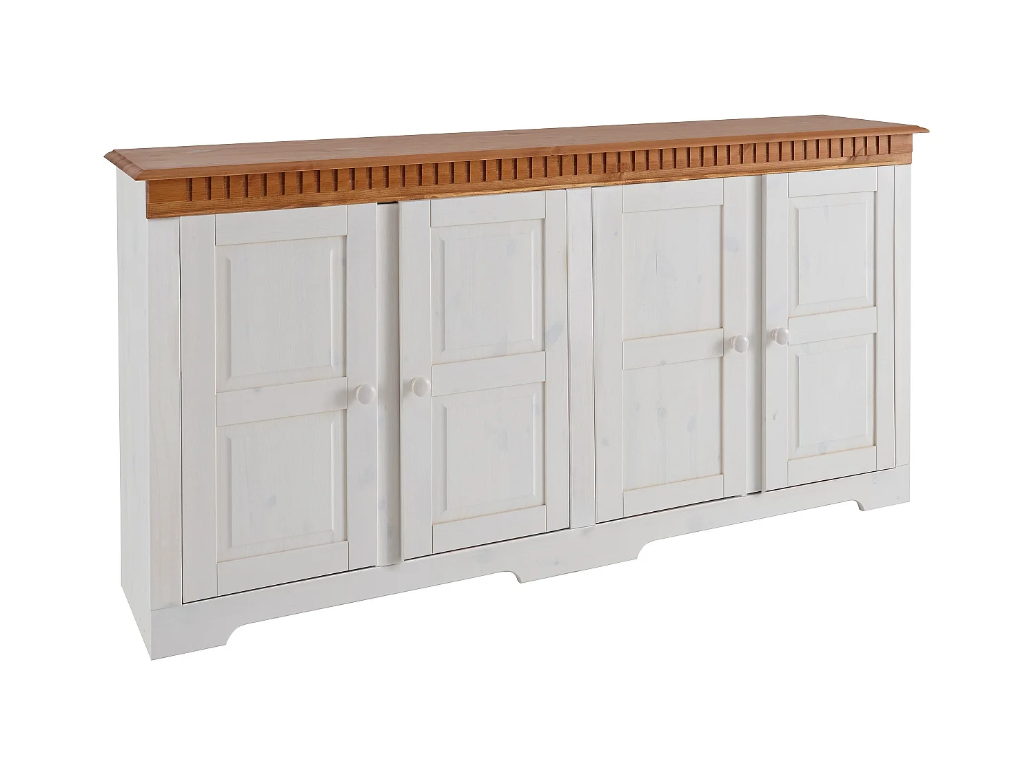 Lisa|Buffet avec 3 portes en pin laqué blanc