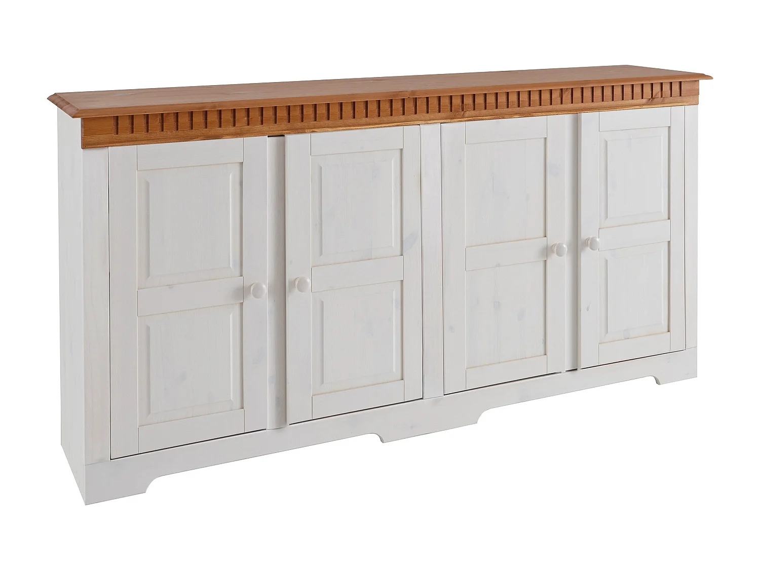 Lisa|Buffet avec 3 portes en pin laqué blanc