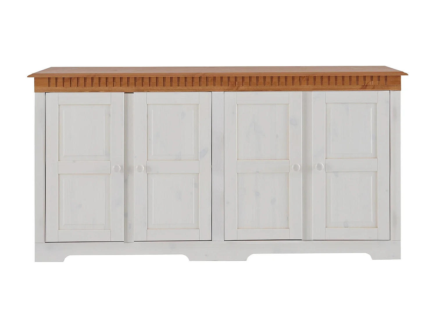 Lisa|Buffet avec 3 portes en pin laqué blanc