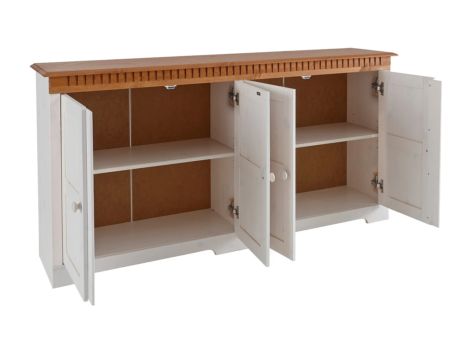 Lisa|Buffet avec 3 portes en pin laqué blanc