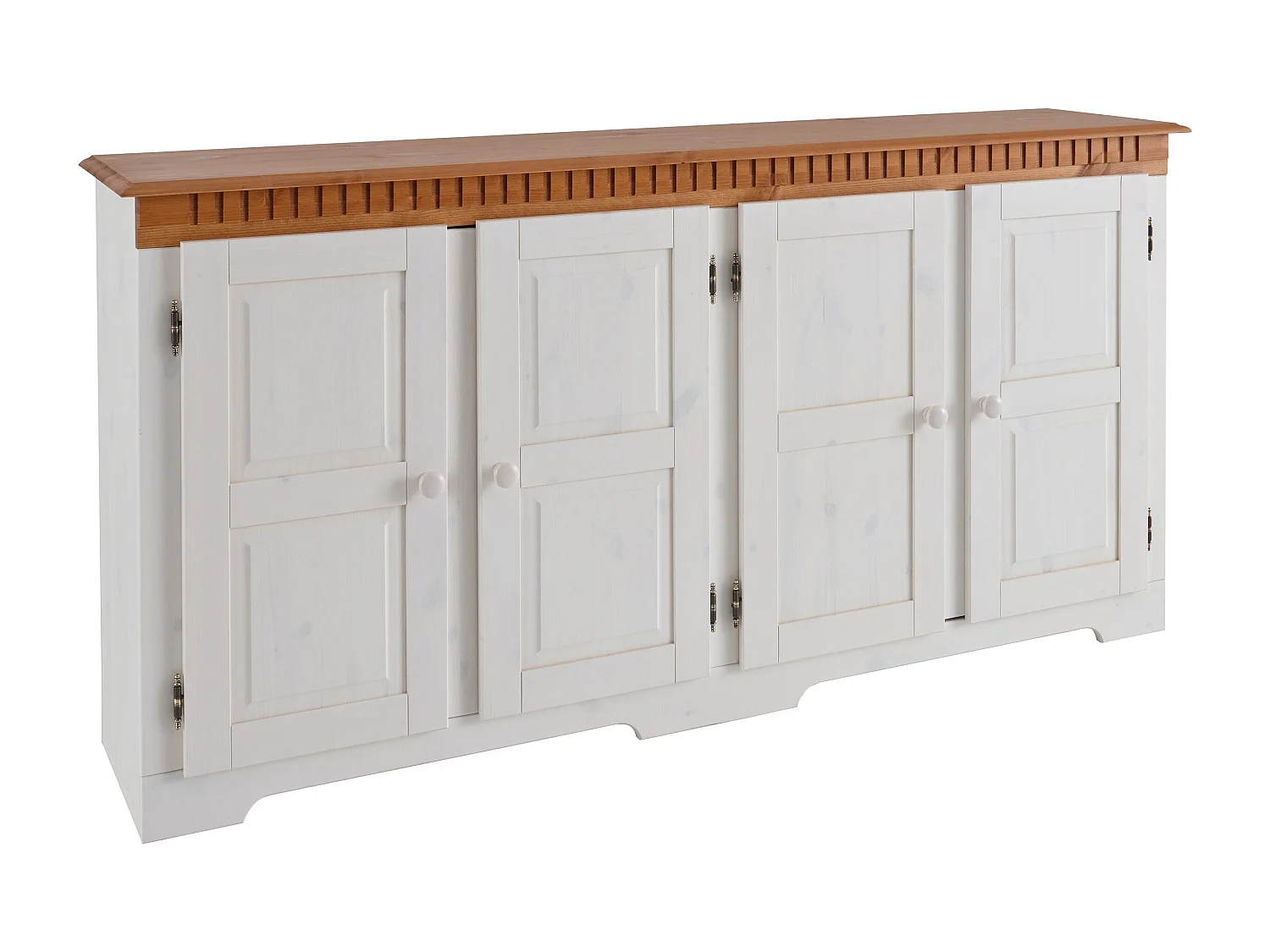 Lisa|Buffet avec 3 portes en pin laqué blanc