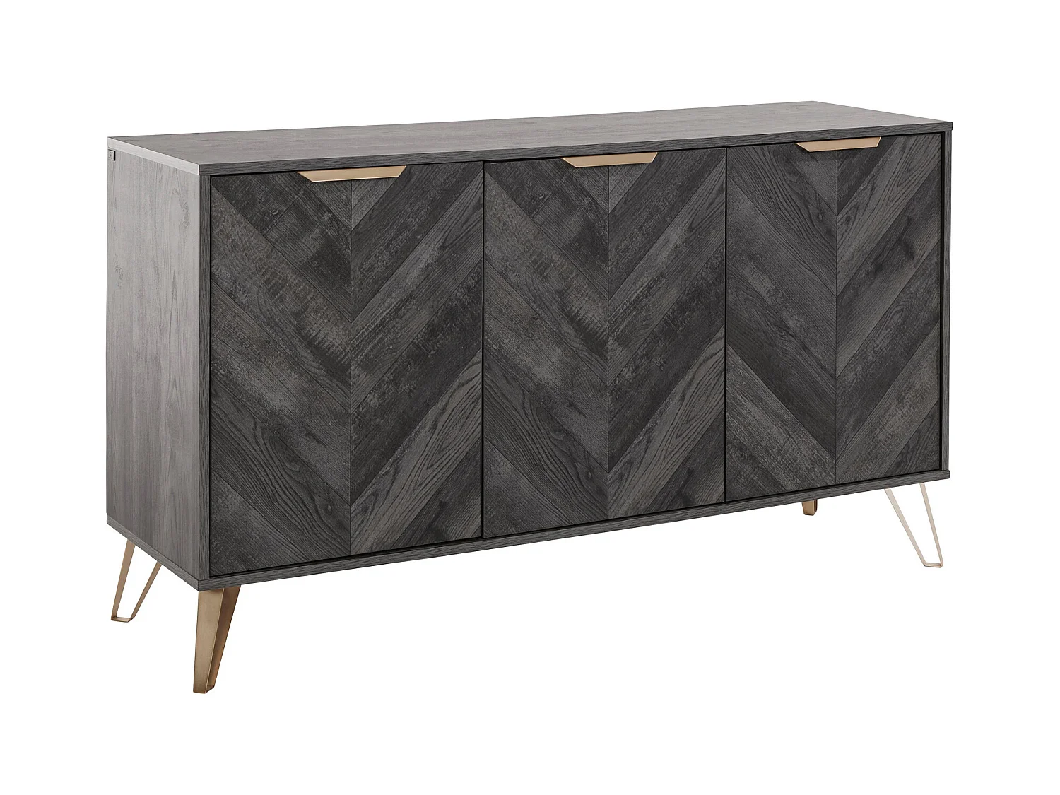 Dark Wood|Buffet avec 3 portes en effet bois noir