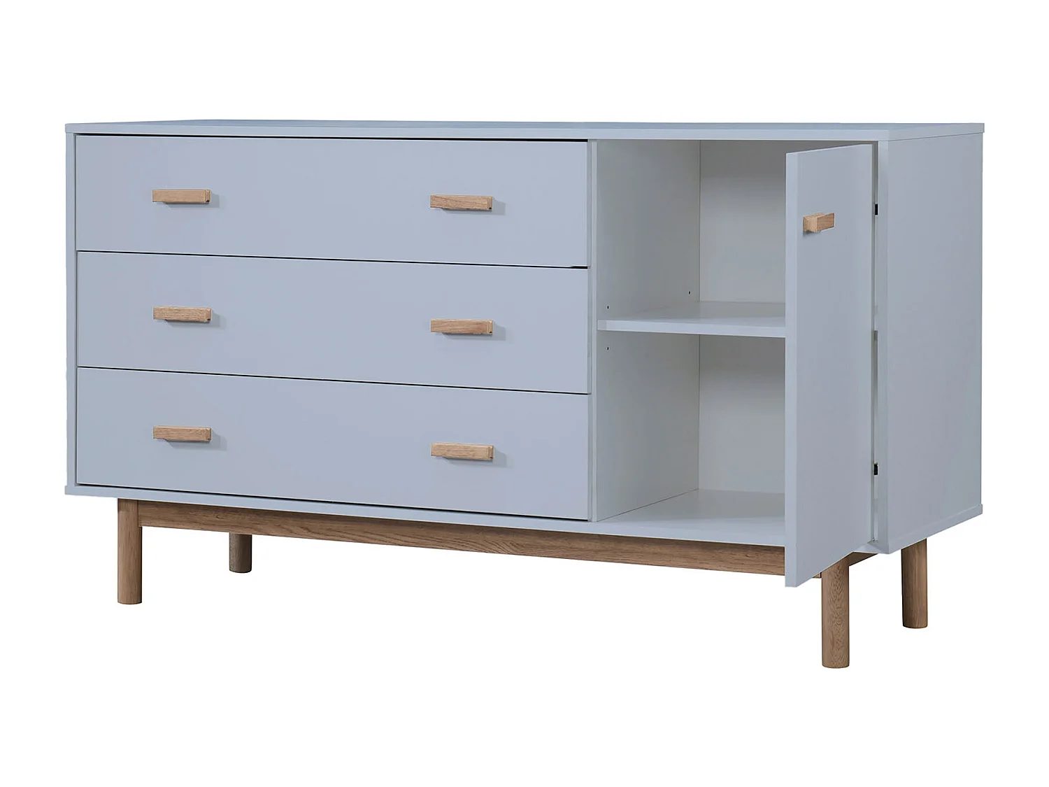 Credenza Melanie 1 Anta 3 Cassetti Rovere Grigio