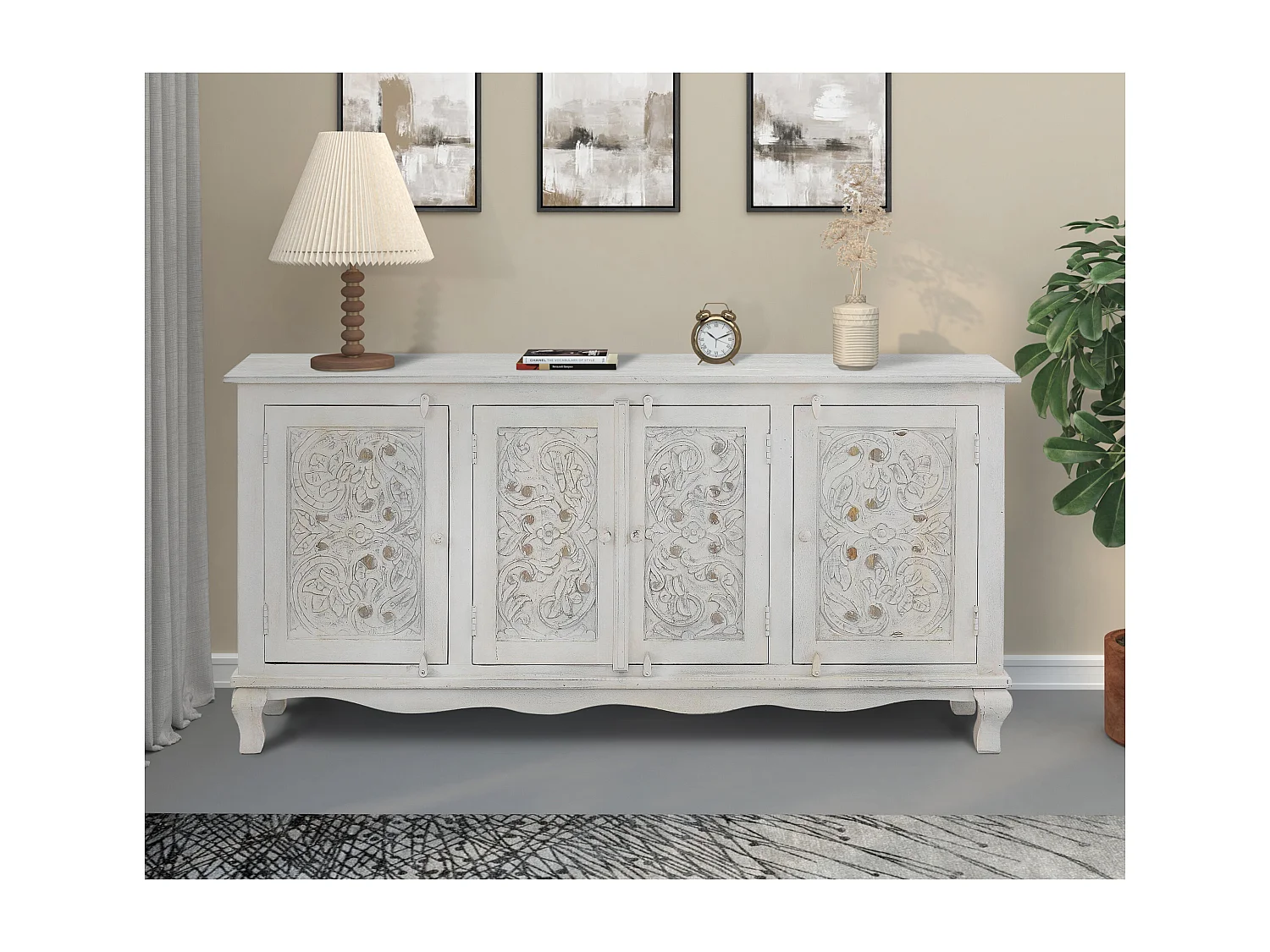 Rajat|Buffet 4 portes BlancGris