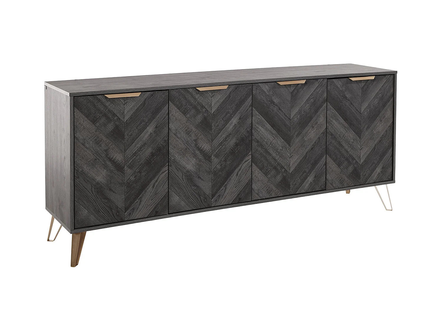 Dark Wood|Buffet avec 4 portes en effet bois noir