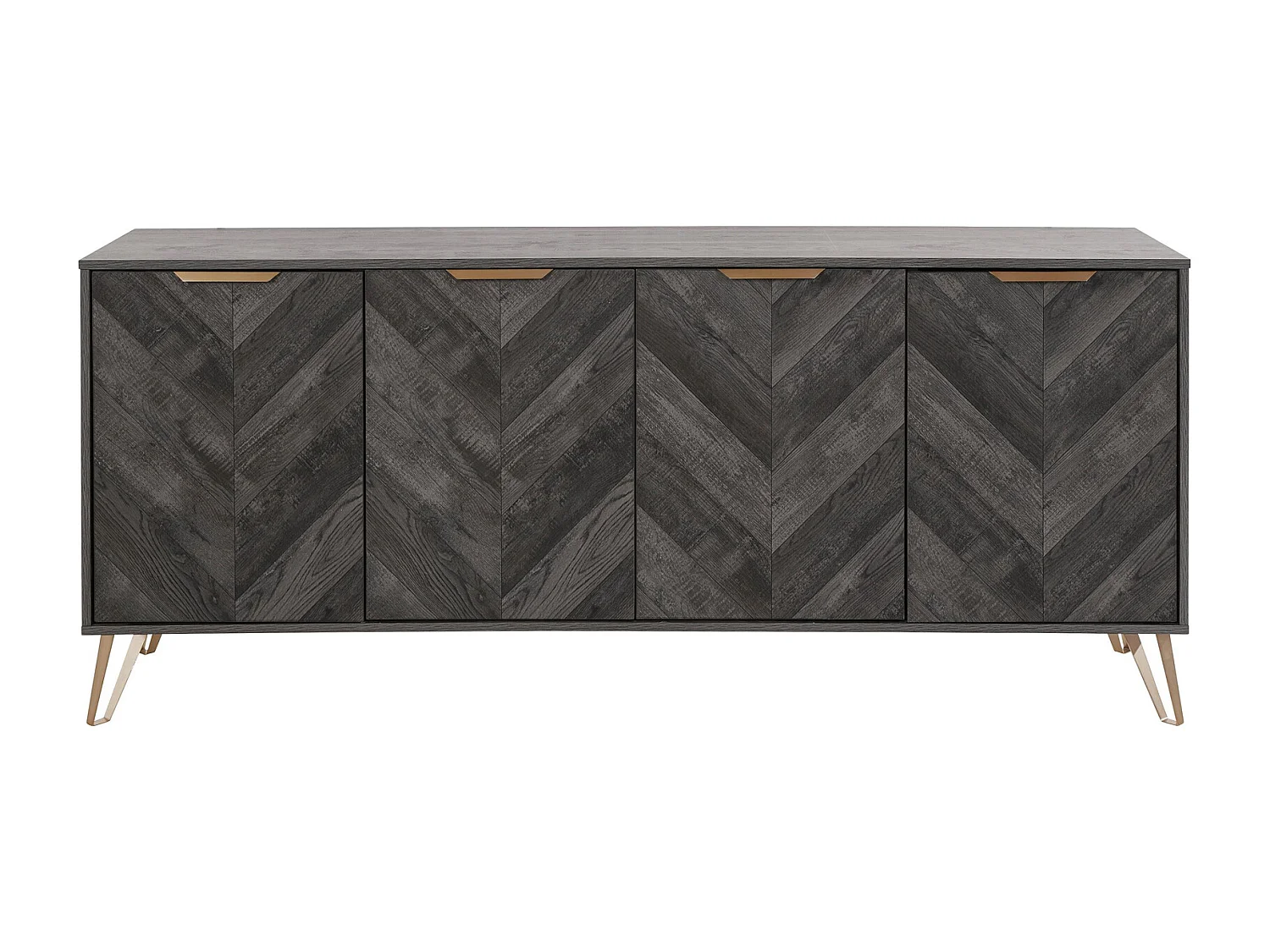 Dark Wood|Buffet avec 4 portes en effet bois noir