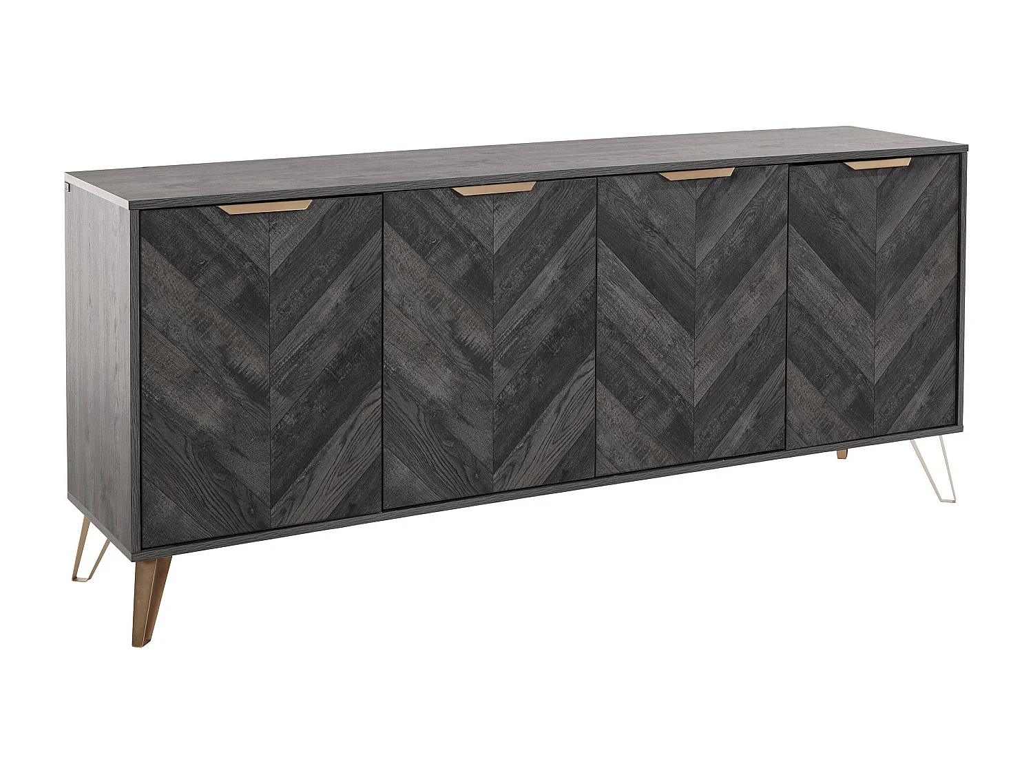Dark Wood|Buffet avec 4 portes en effet bois noir