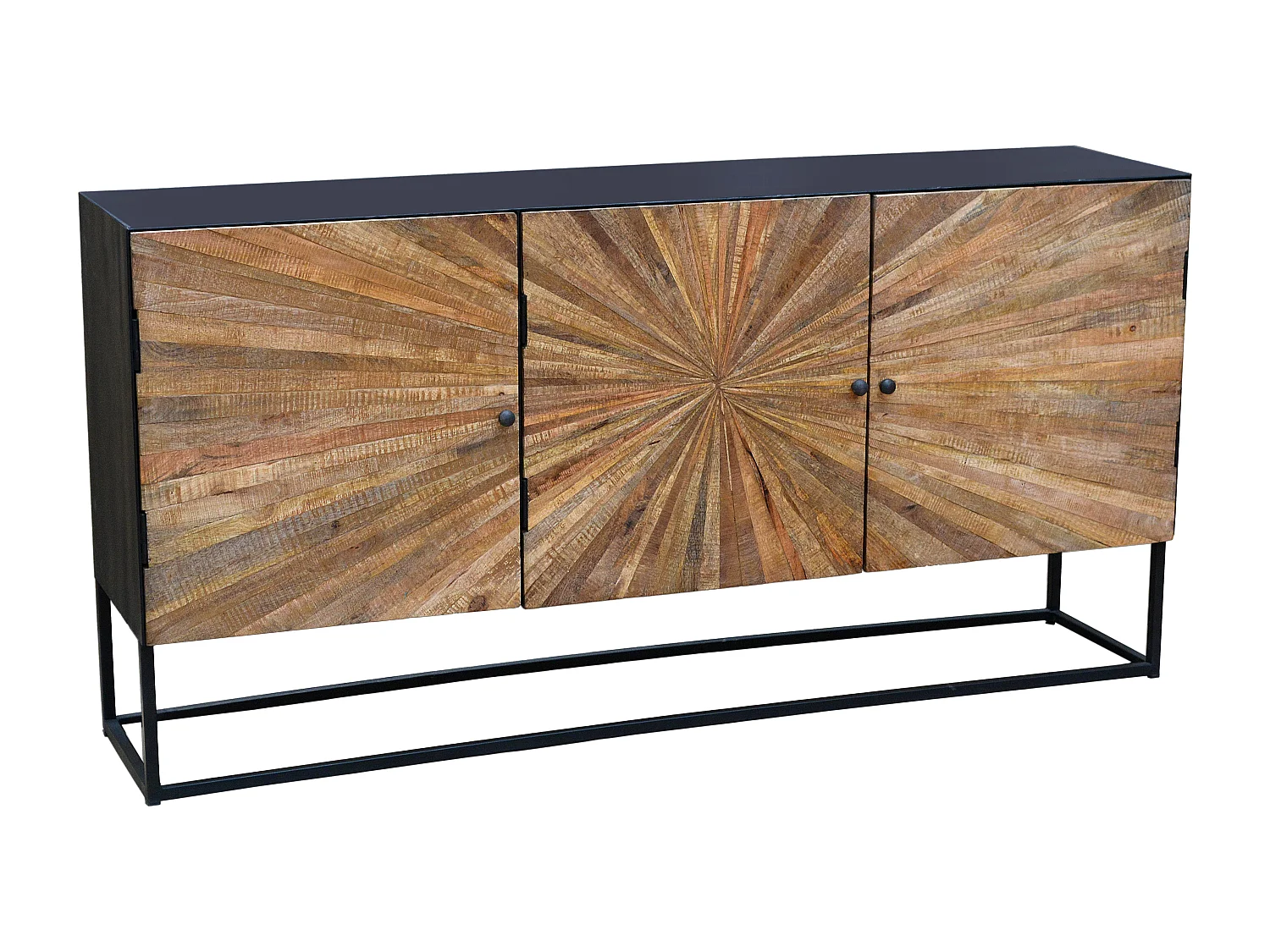 Madira | Buffet avec 3 portes en bois de manguier / métal noir