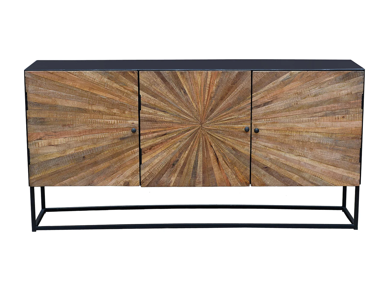 Madira | Buffet avec 3 portes en bois de manguier / métal noir