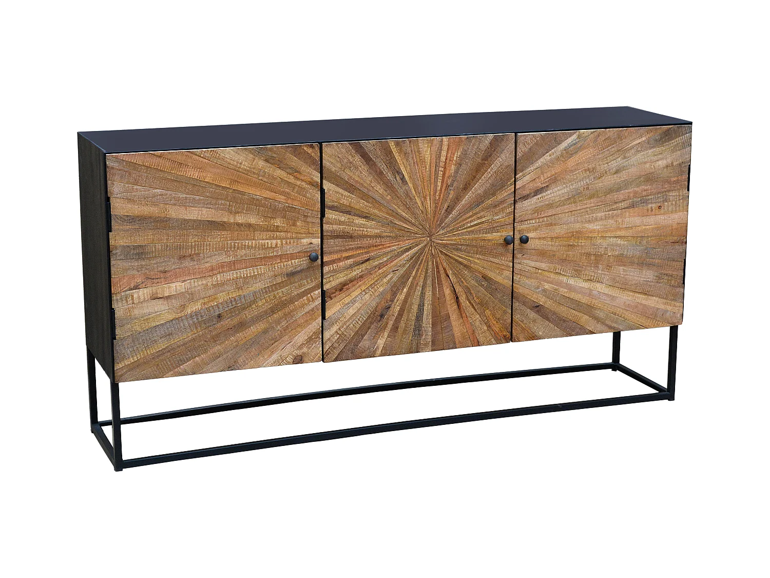 Madira | Buffet avec 3 portes en bois de manguier / métal noir