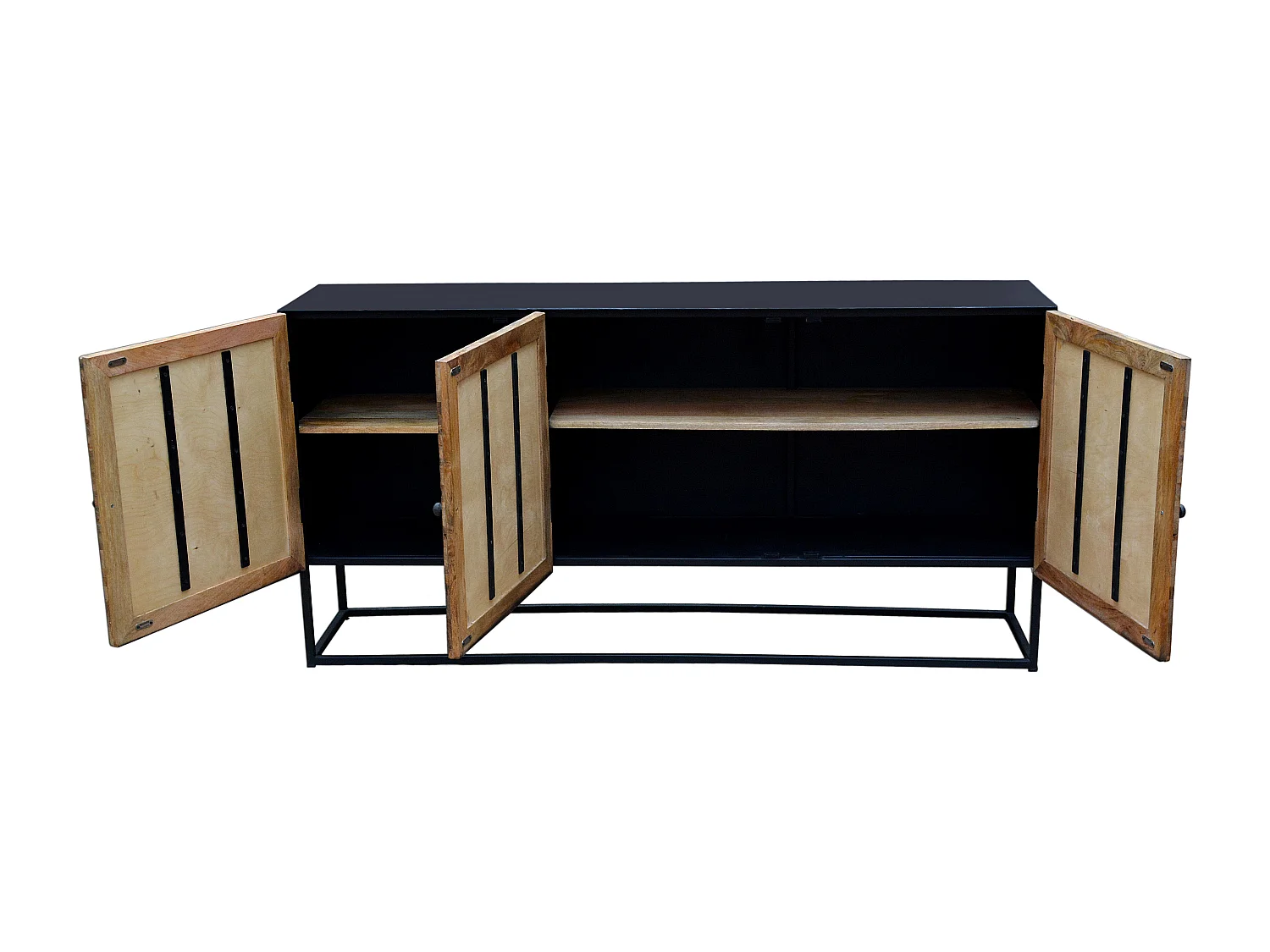 Madira | Buffet avec 3 portes en bois de manguier / métal noir