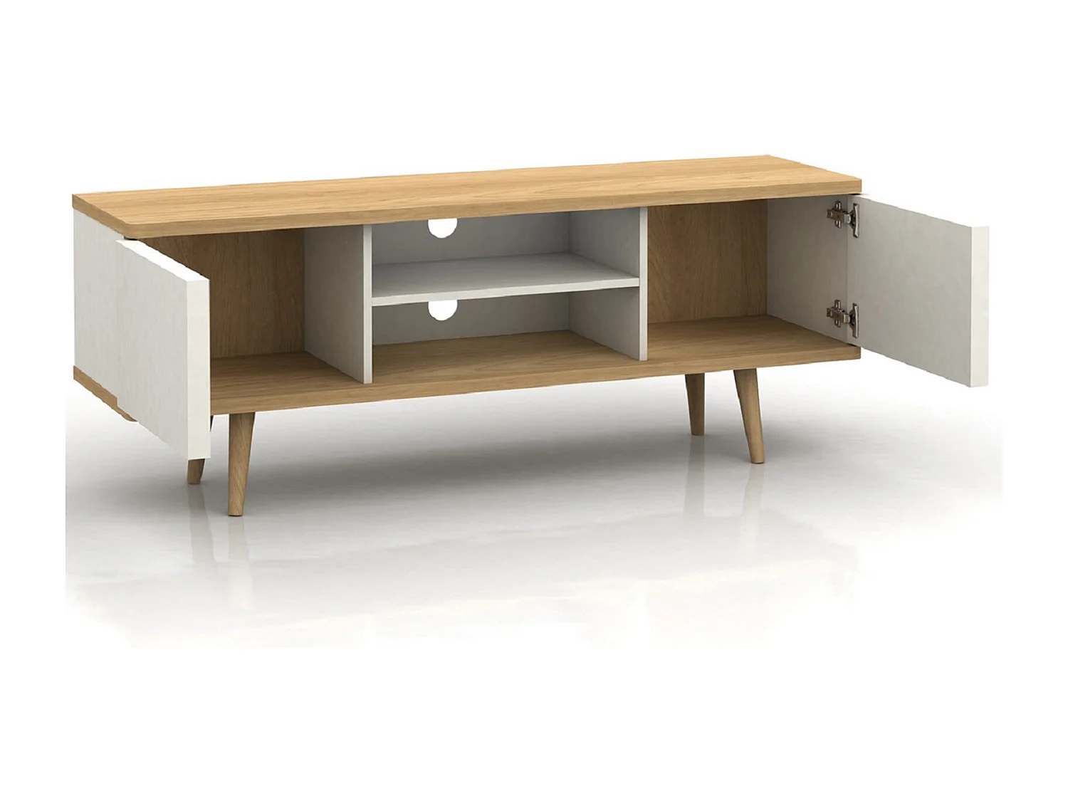 Alandra|Buffet bas 2 portes en effet chêne / crème