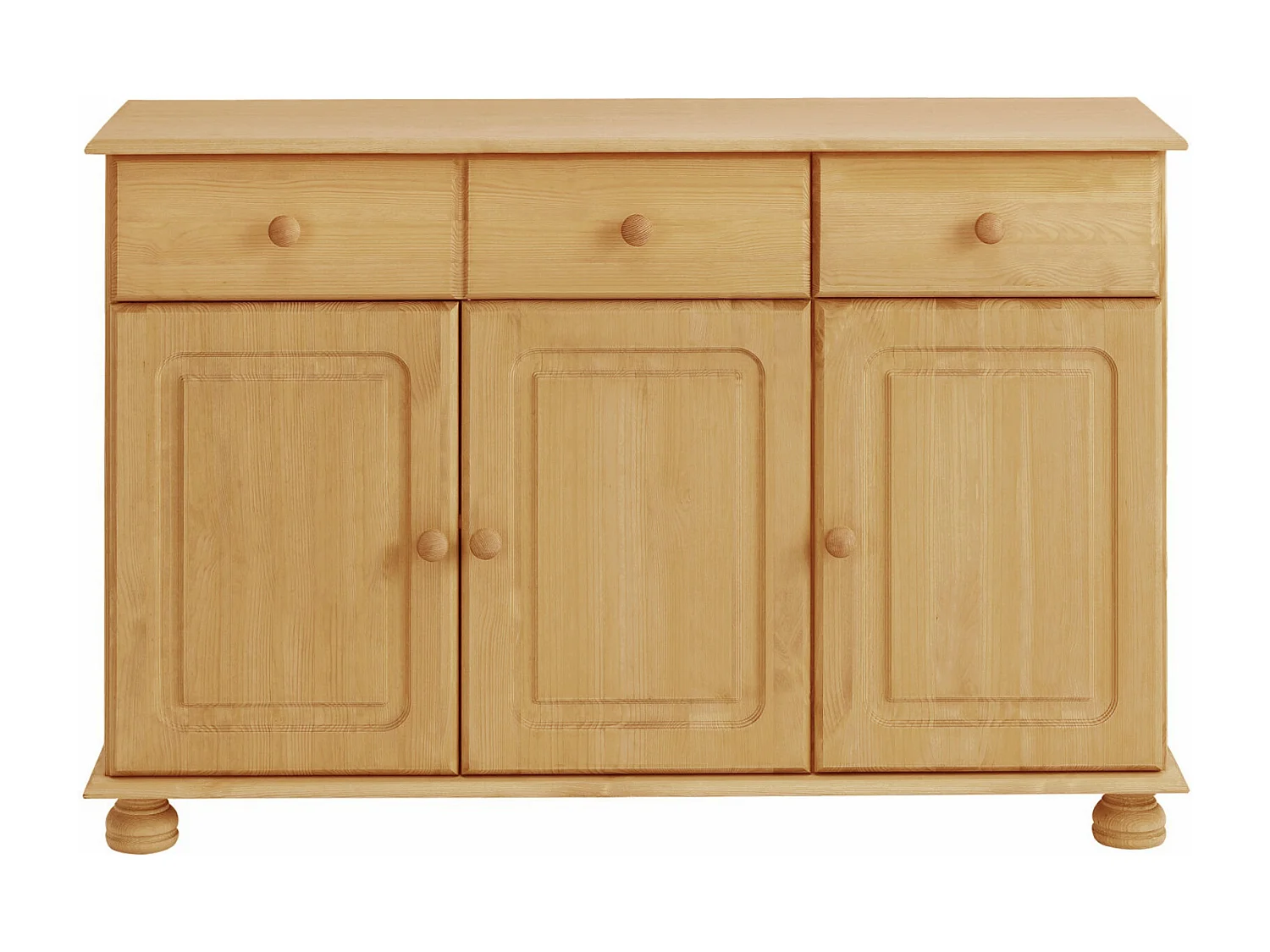 Mette|Buffet avec 3 portes et 2 tiroirs en pin naturel