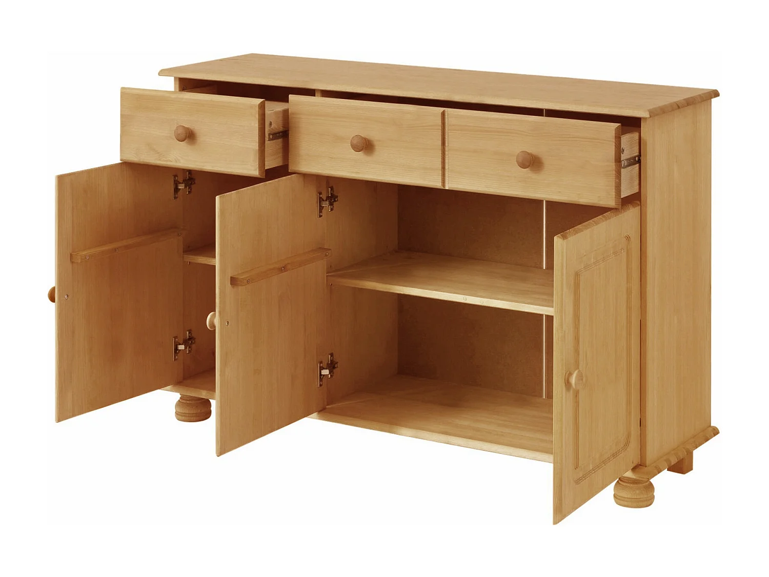 Mette|Buffet avec 3 portes et 2 tiroirs en pin naturel