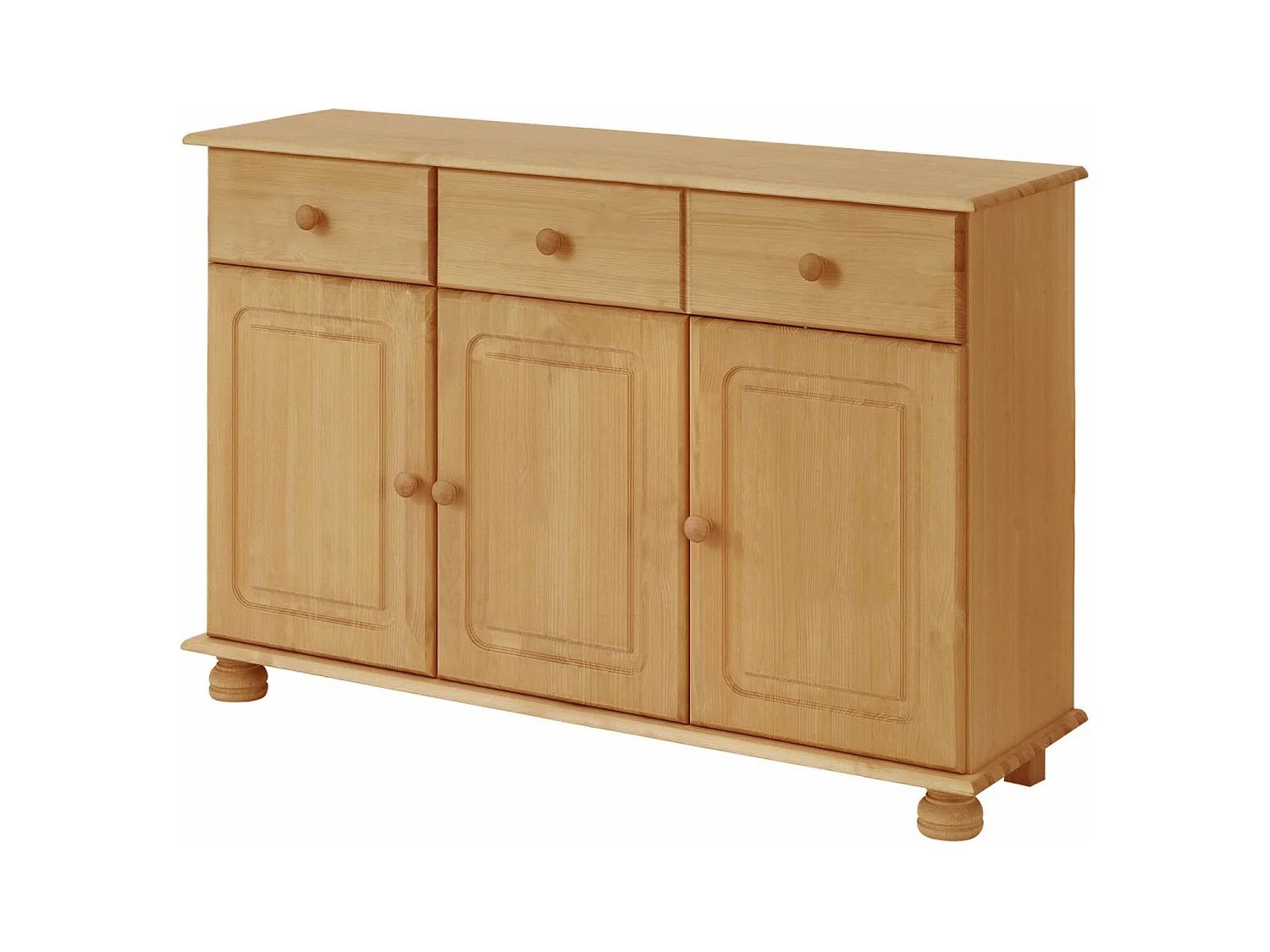 Mette|Buffet avec 3 portes et 2 tiroirs en pin naturel