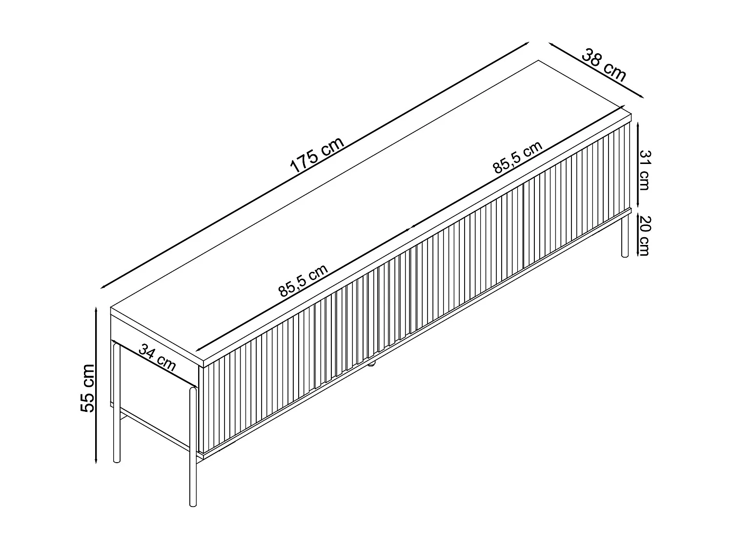 Charlie|Buffet bas avec 4 portes à l'aspect chêne