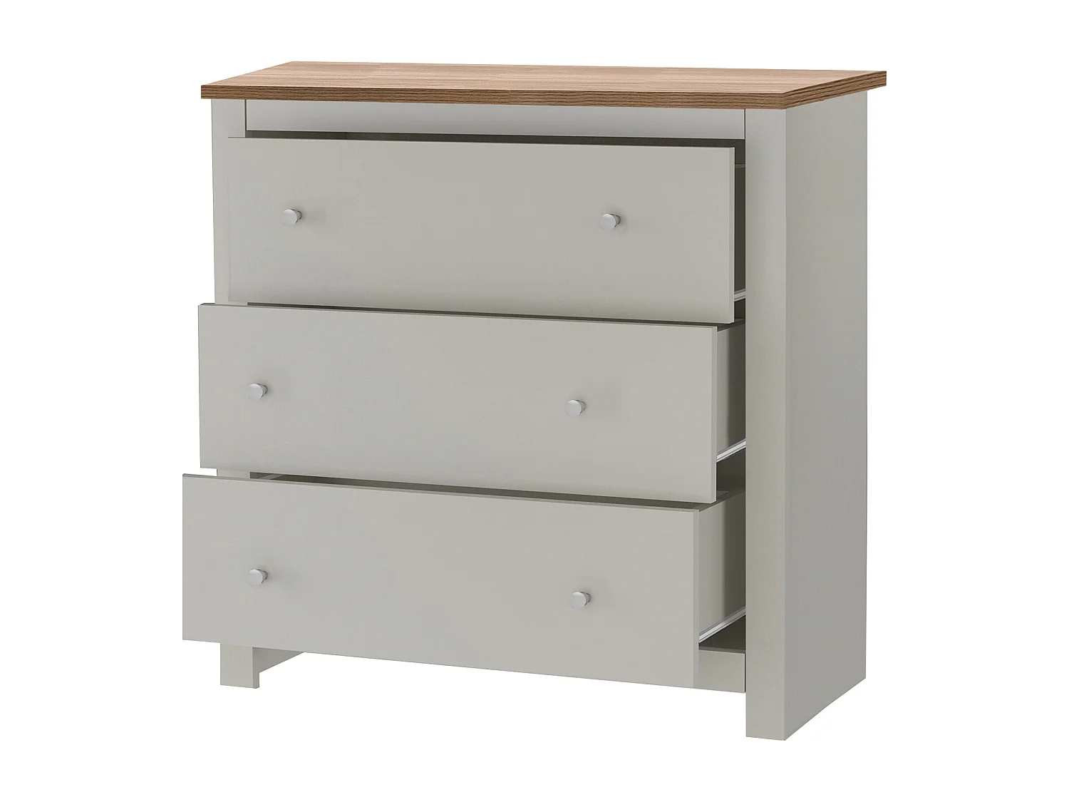 Emerald|Commode avec 3 tiroirs en effet chêne crème