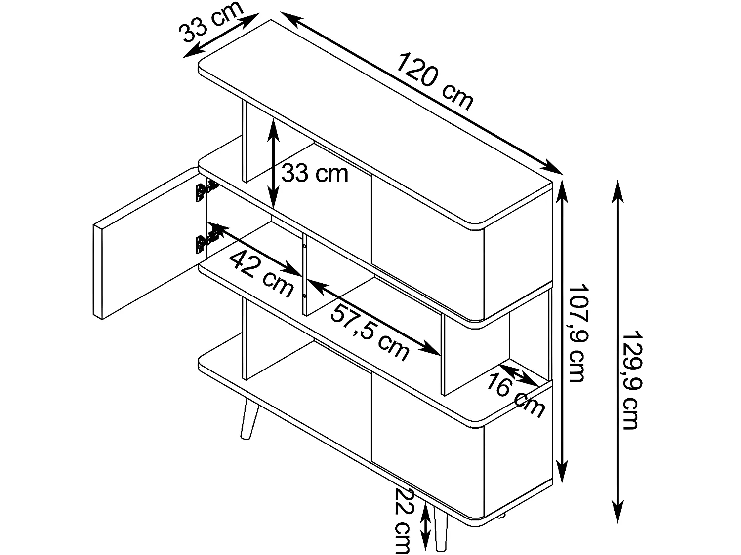 Alandra|Etagère à livres effet Chêne Blanc Crème